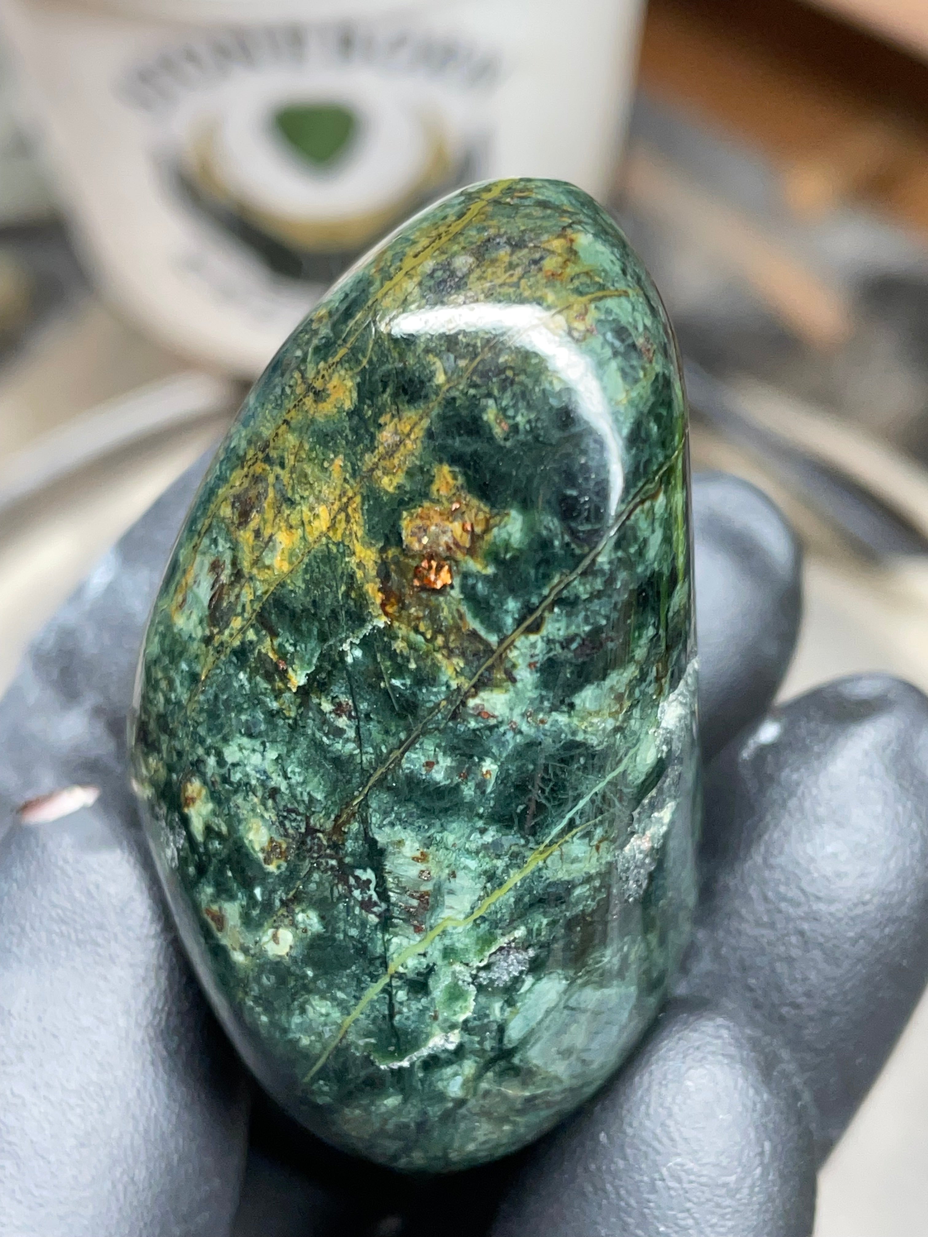 StoneBorn Creations Hand-Polished Vermont Serpentine with Deep Forest Greens, Golden Veining & Natural Mineral Inclusions