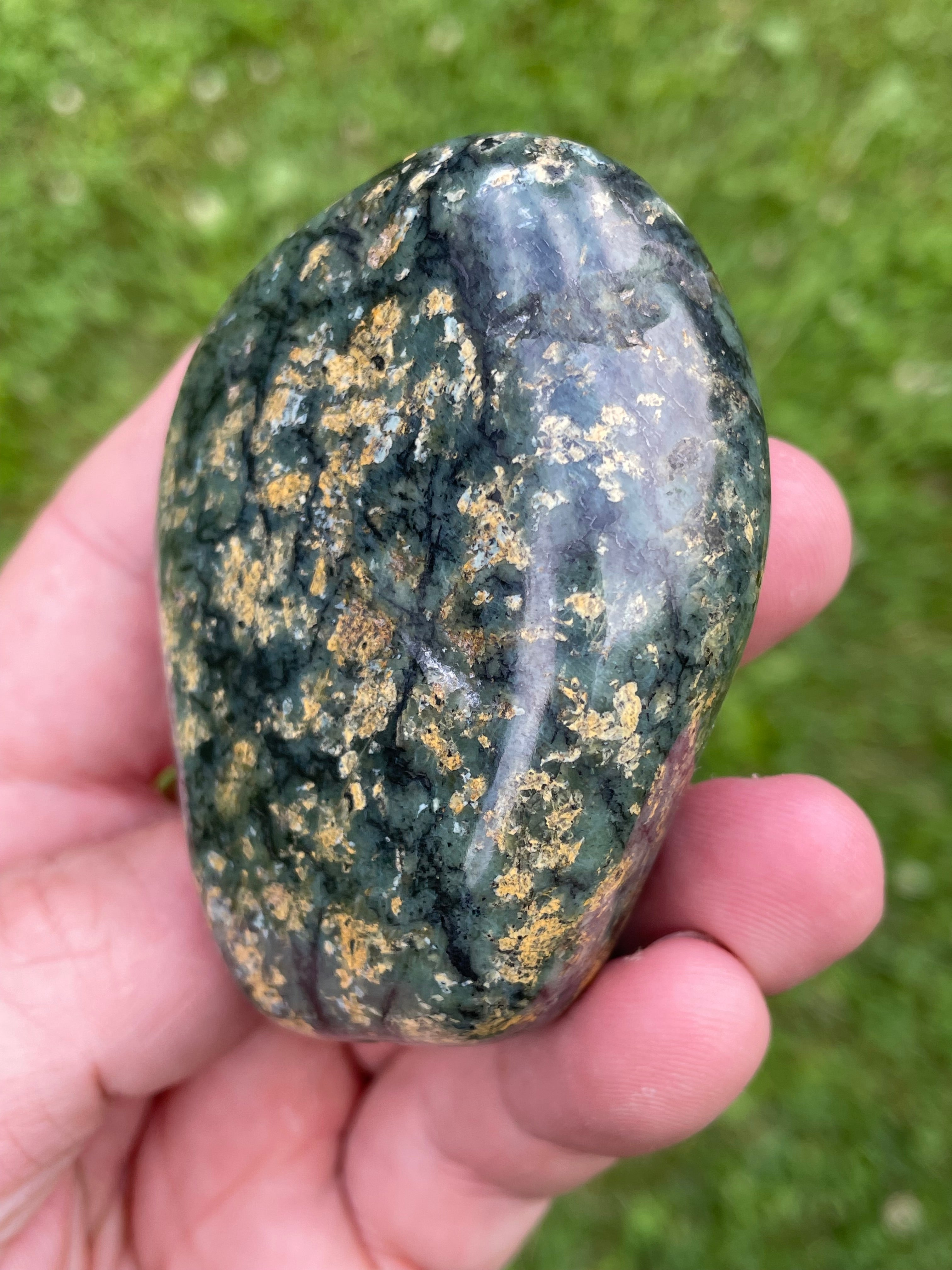 StoneBorn Creations Hand-Polished Local Serpentine Freeform | Fully Polished Greenstone with Blue-Green Patterns & Natural Mineral Inclusions