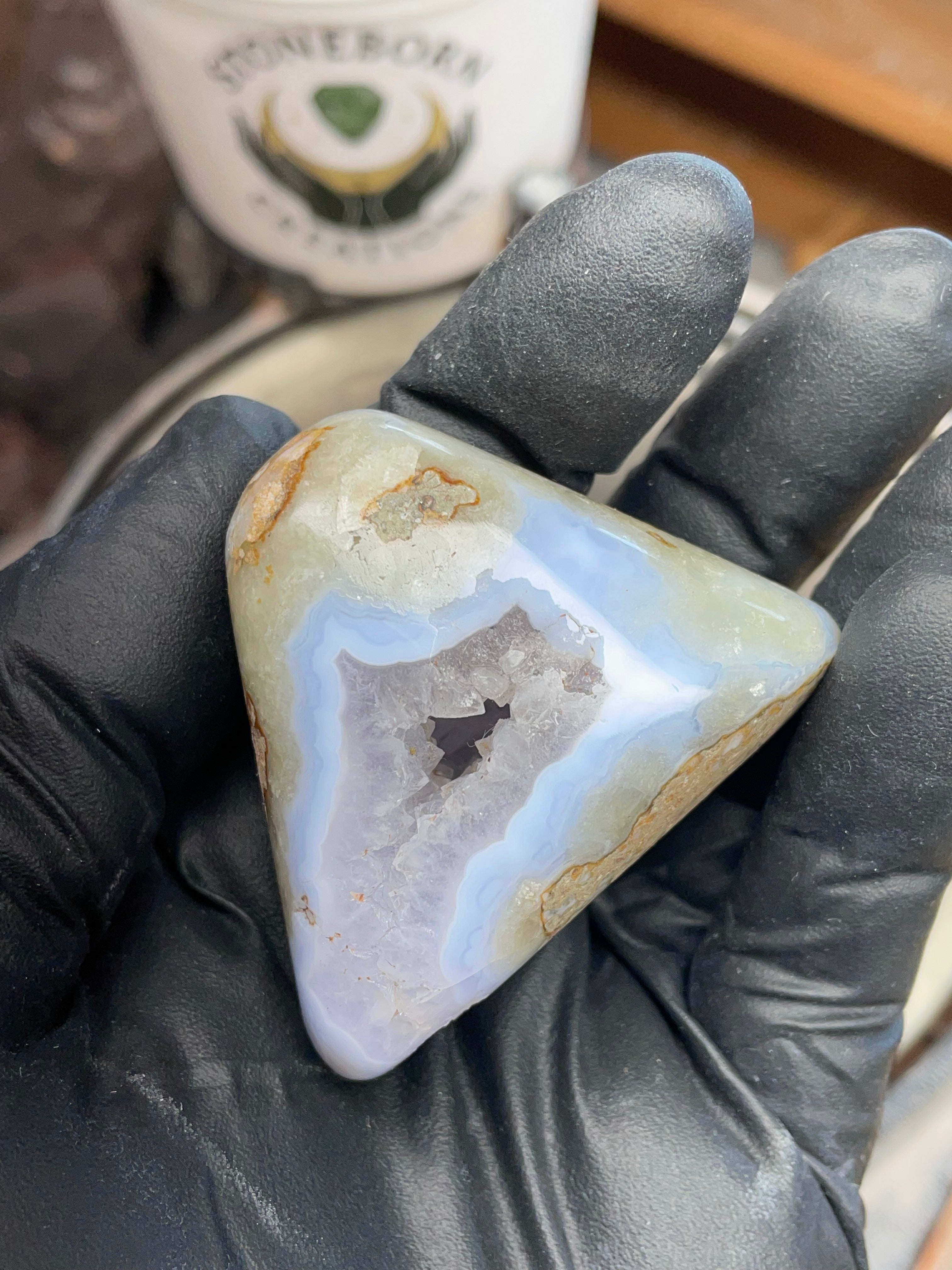 Blue Chalcedony Geode Agate — Hand Polished | StoneBorn Creations
