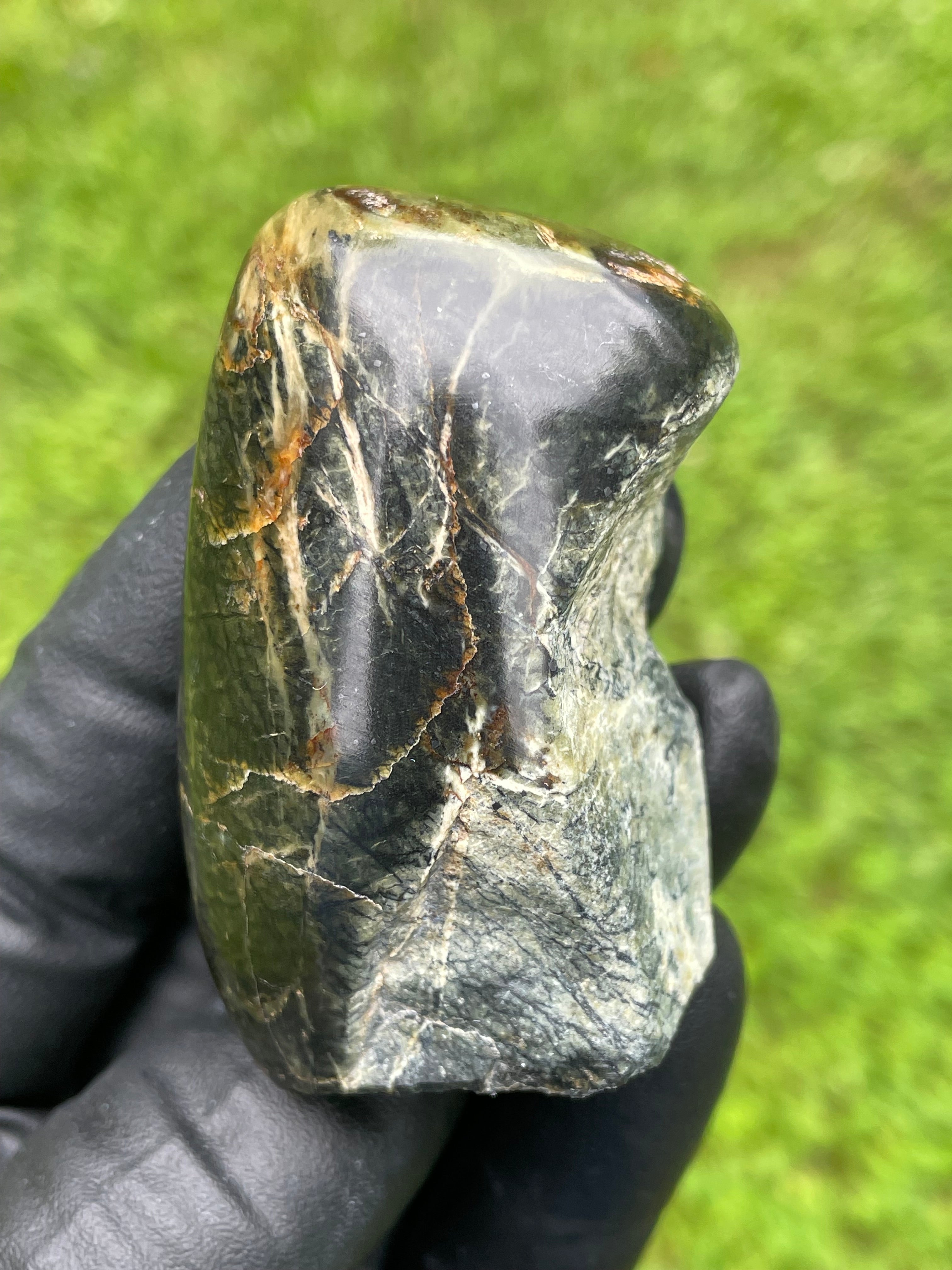 StoneBorn Creations Hand-Polished Vermont Serpentine Freeform Display Stone – One-of-a-Kind Natural Stone