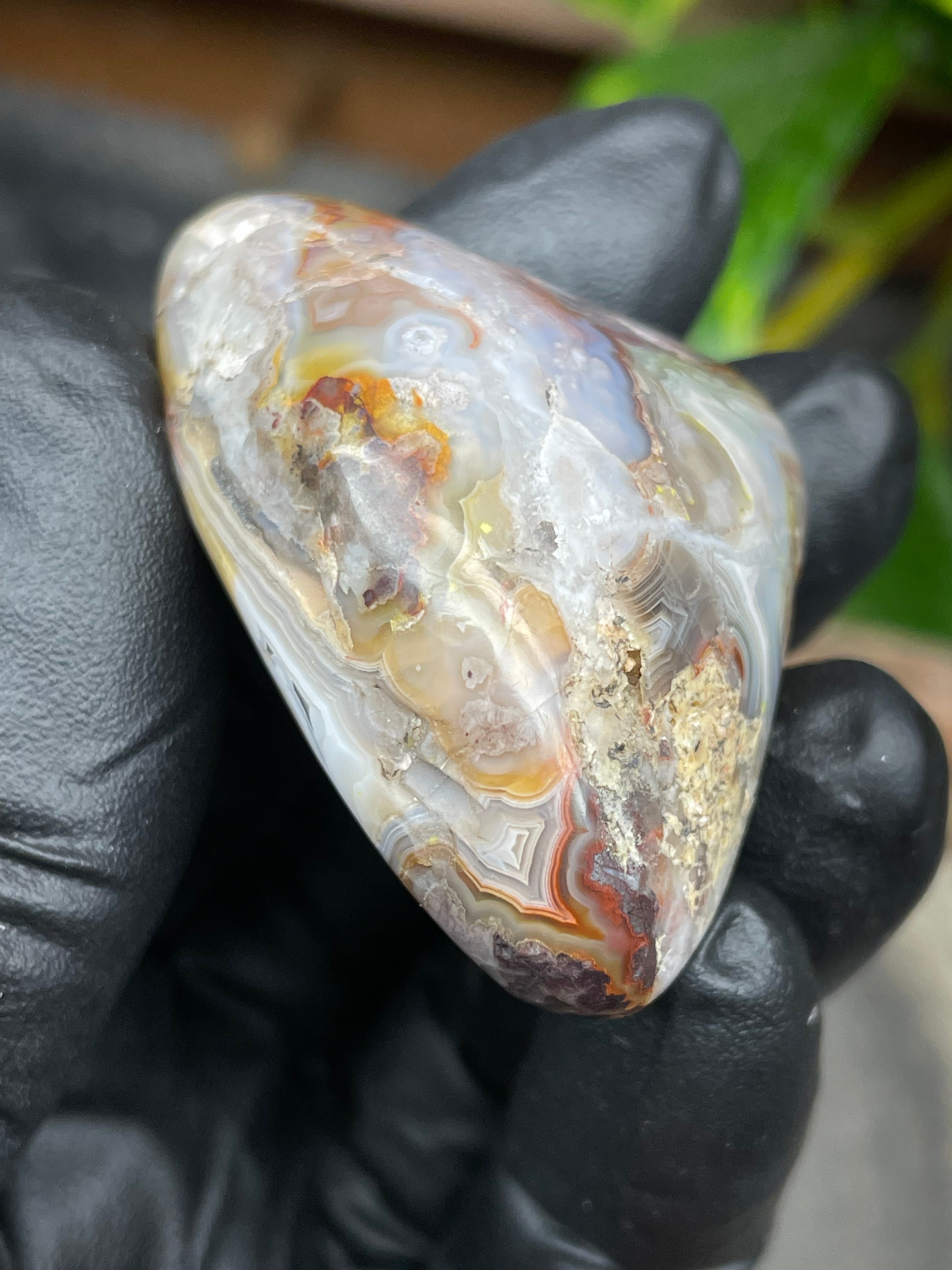 Hand-Polished Banded Agate with Natural Druzy Pocket, Layered Earth Tones & Full 360° Finish