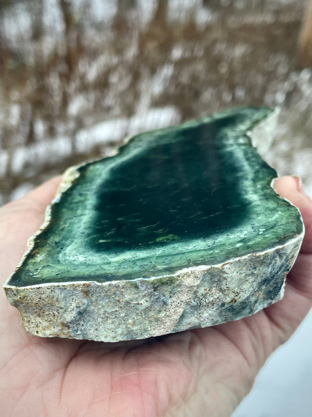 ✨ Deep Forest Green Double-Sided Polished Slab – Vermont River Stone (One-of-a-Kind)
