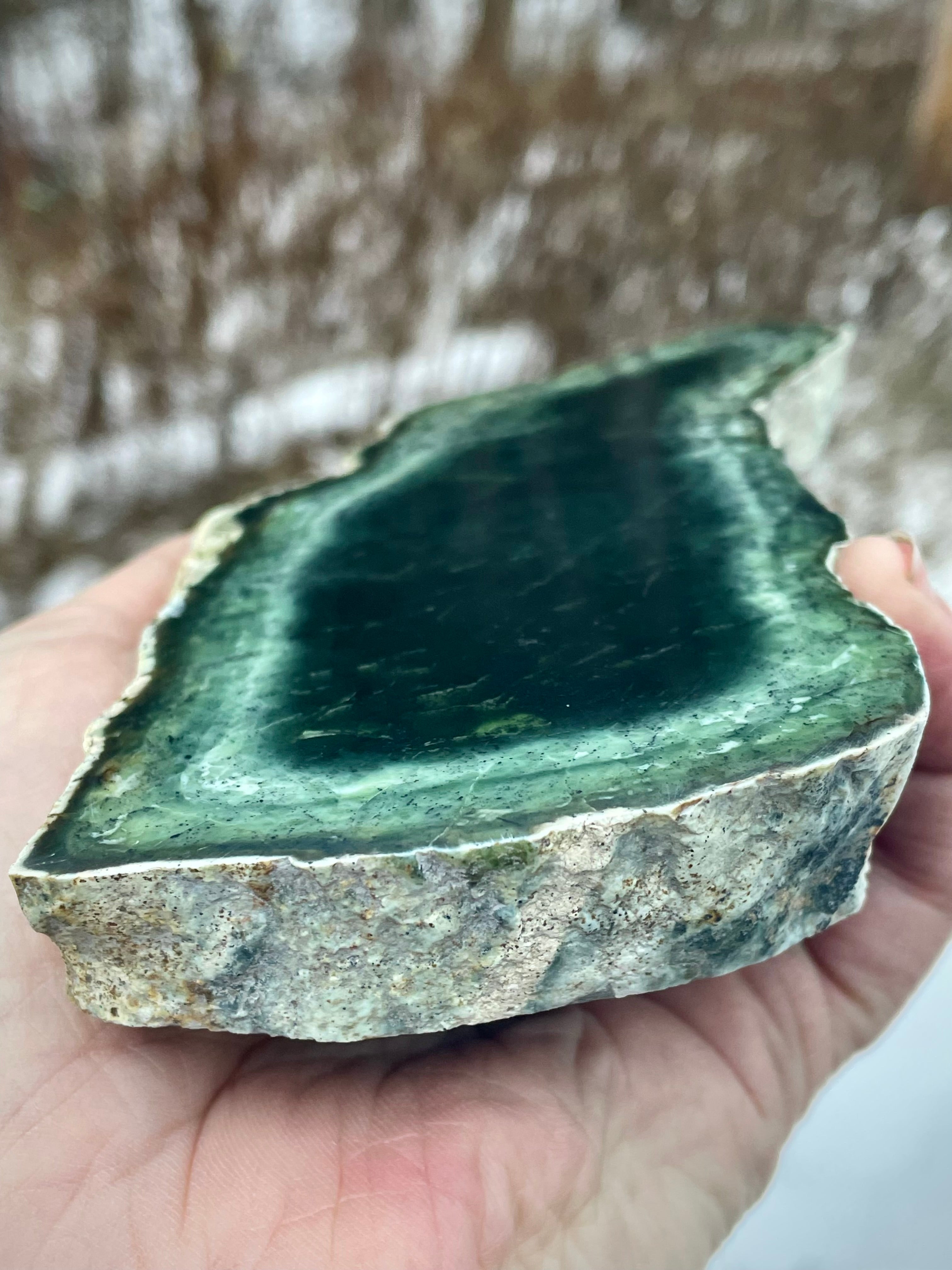 ✨ Deep Forest Green Double-Sided Polished Slab – Vermont River Stone (One-of-a-Kind)
