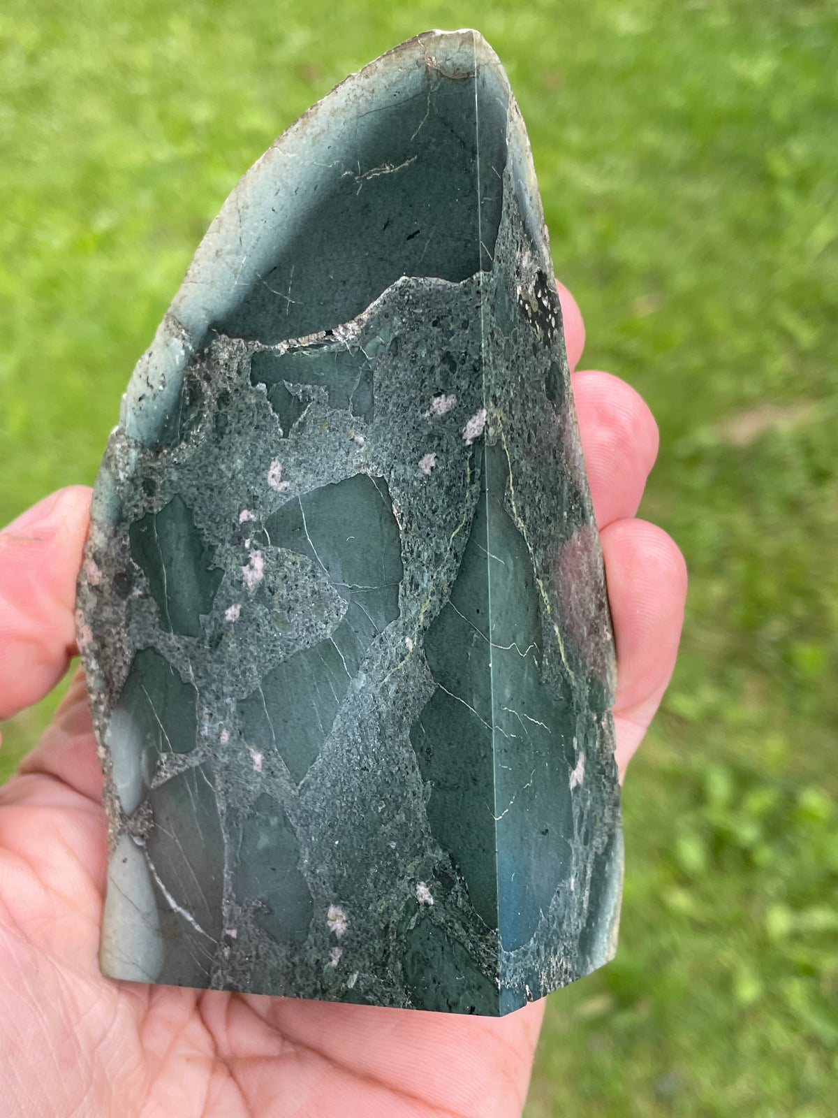 StoneBorn Creations – Deep Forest Greenstone | Hand-Polished Natural Freeform Display Stone