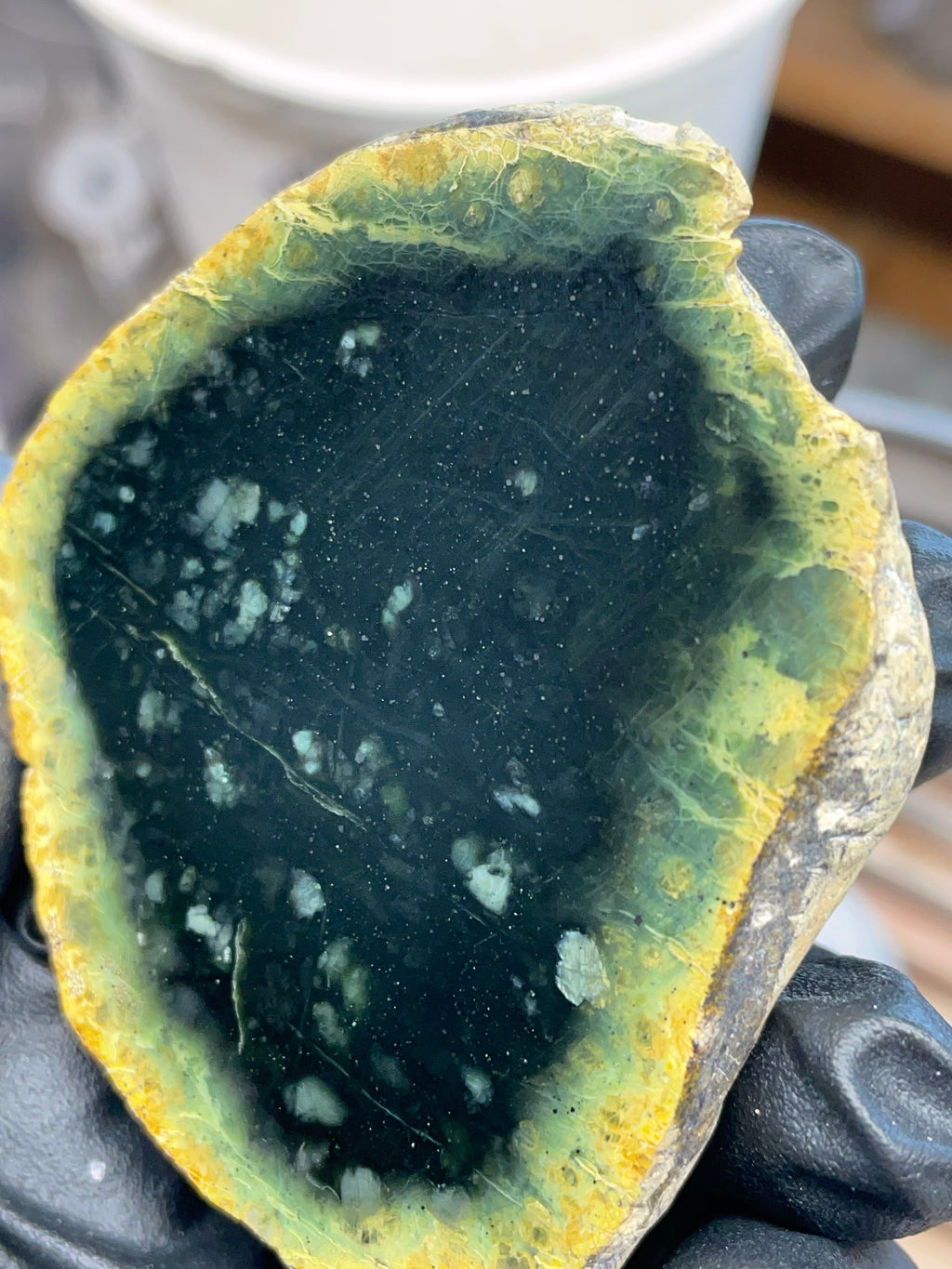 StoneBorn Creations – Hand-Polished Vermont Serpentine “Jade” Window Stone