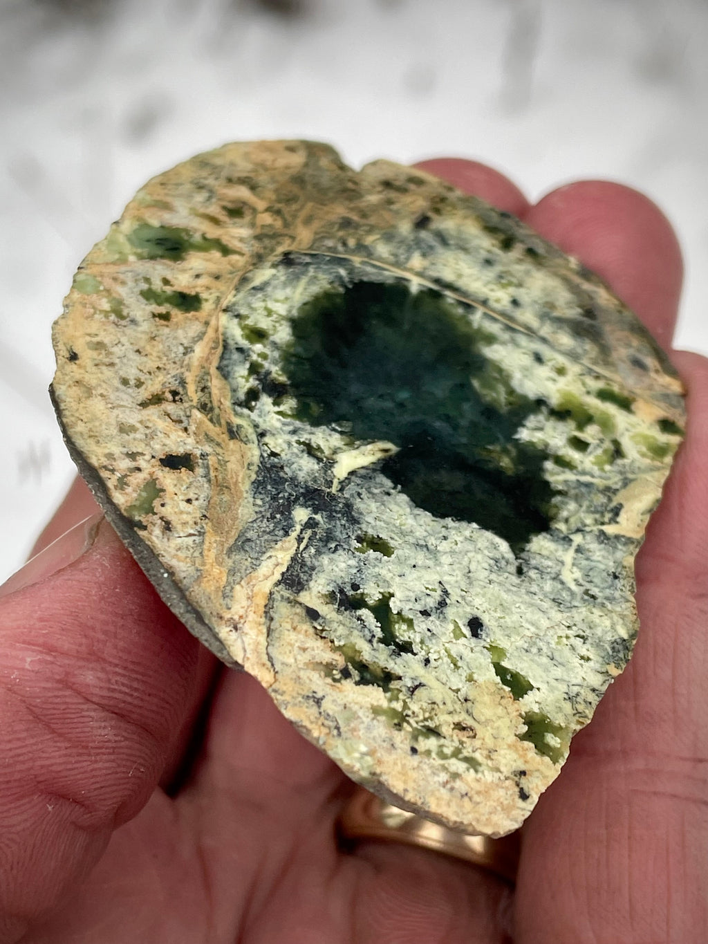 🌲 Polished Vermont Serpentine Stone – Natural Hollow Reveal (Hand-Collected & Polished)