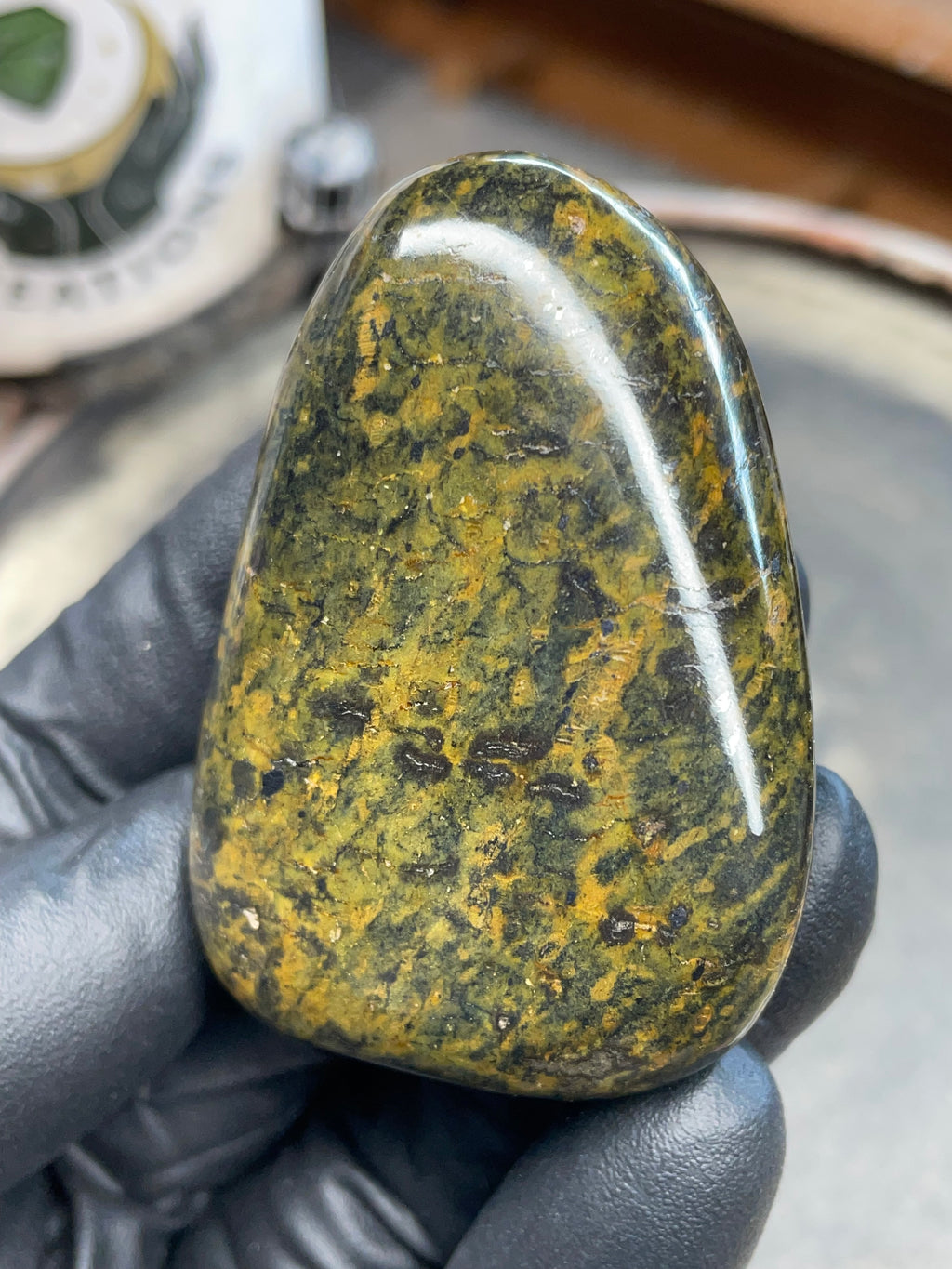 StoneBorn Creations – Hand-Polished Vermont Greenstone (Forest Gold Tones)
