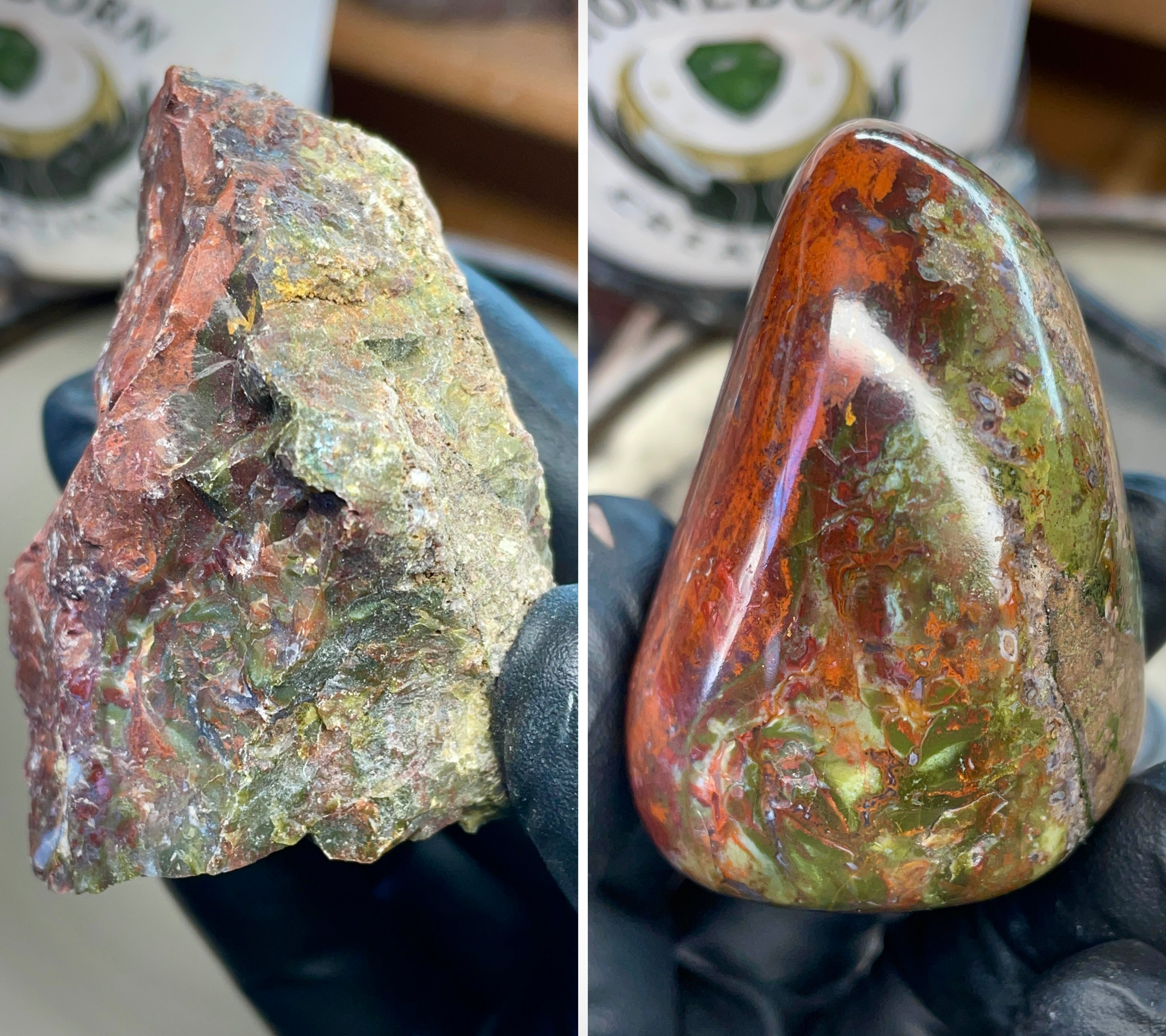 StoneBorn Creations – Polished Red & Green Jasper Stone | Before & After Reveal