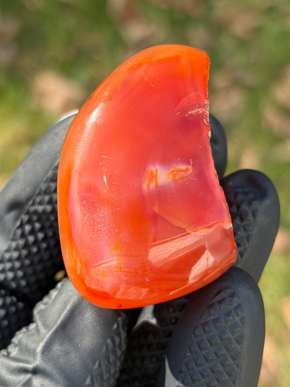 StoneBorn Creations – Fiery Orange Carnelian Agate | Hand-Polished Translucent Stone with Natural Red Matrix