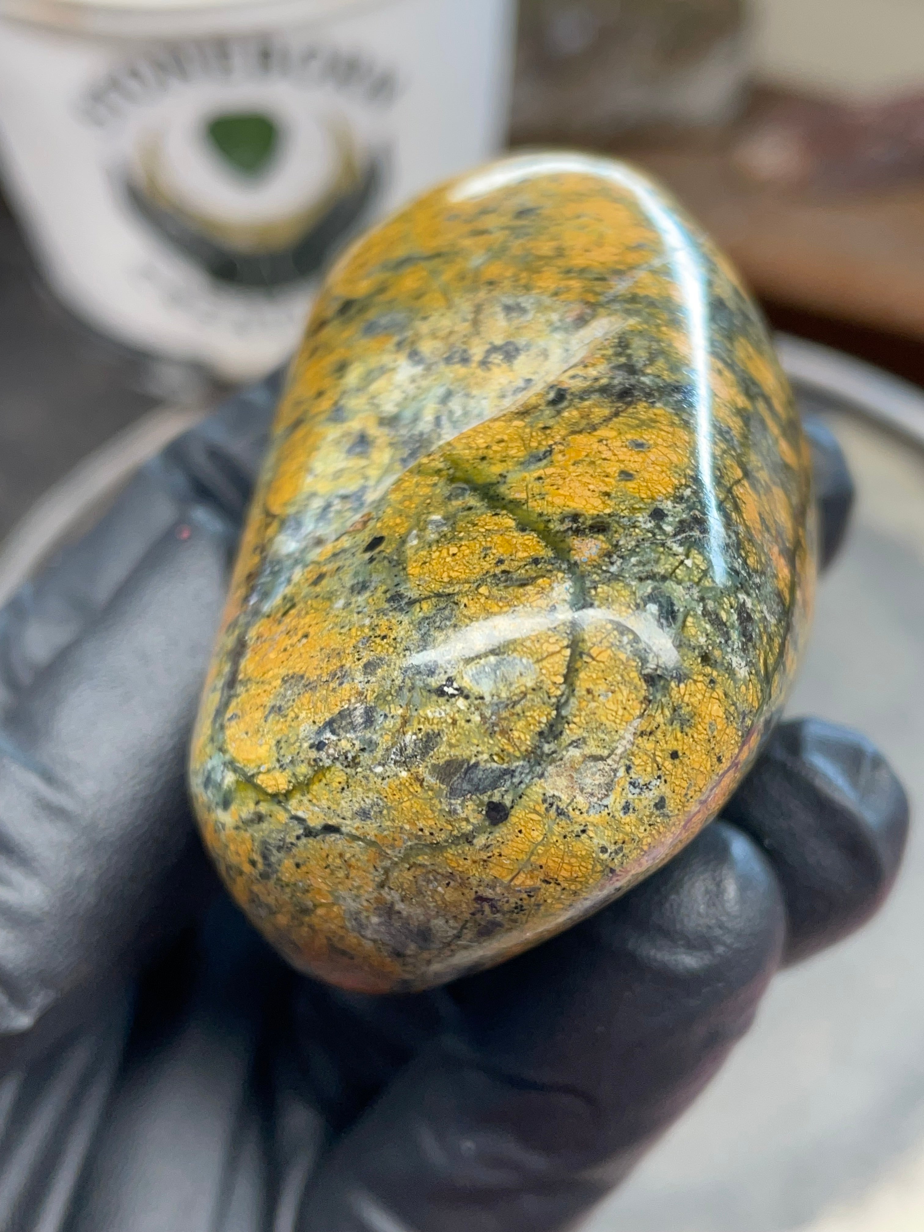 StoneBorn Creations – Hand Polished Vermont Greenstone with Golden Matrix & Quartz Veins