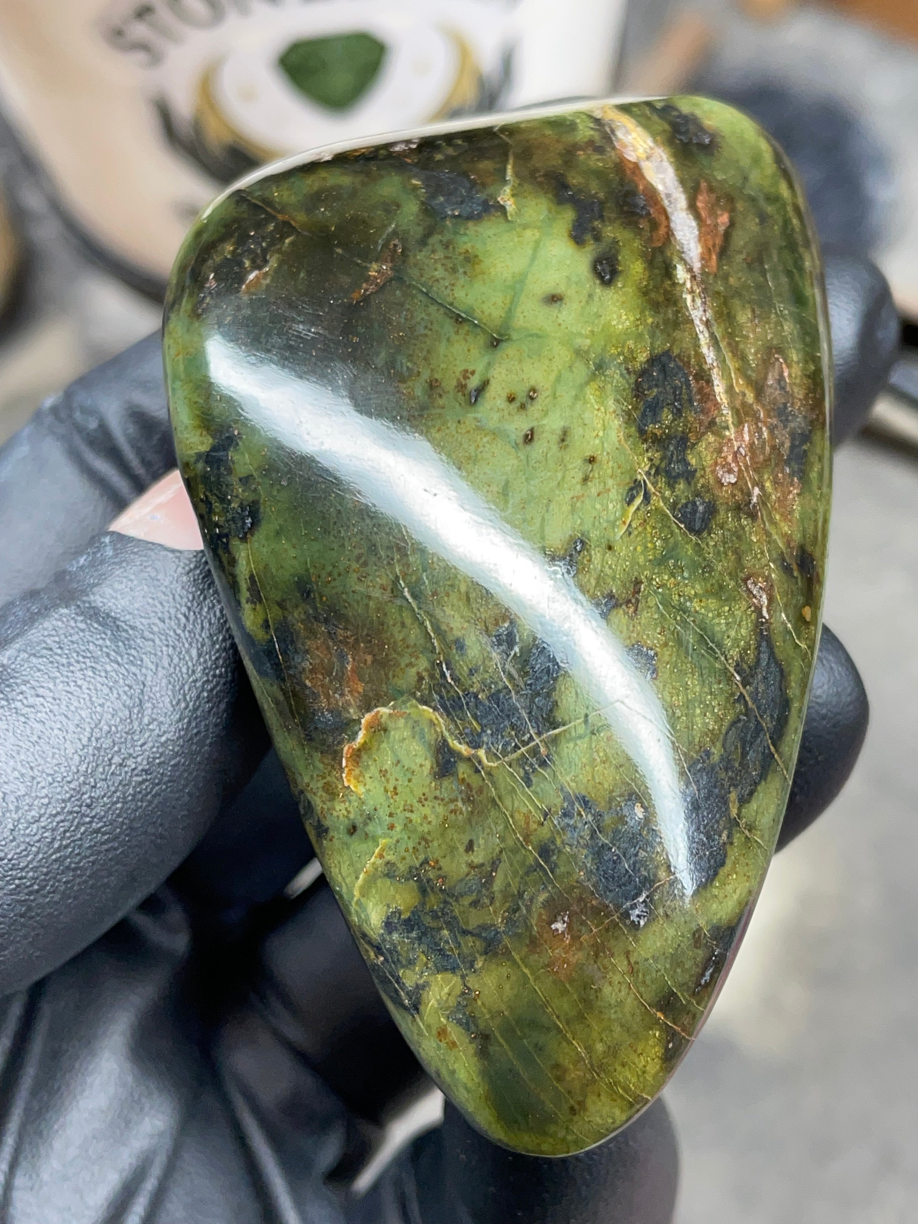 StoneBorn Creations – Hand Polished Vermont Serpentine with Natural Mineral Veins | One-of-a-Kind Display Stone