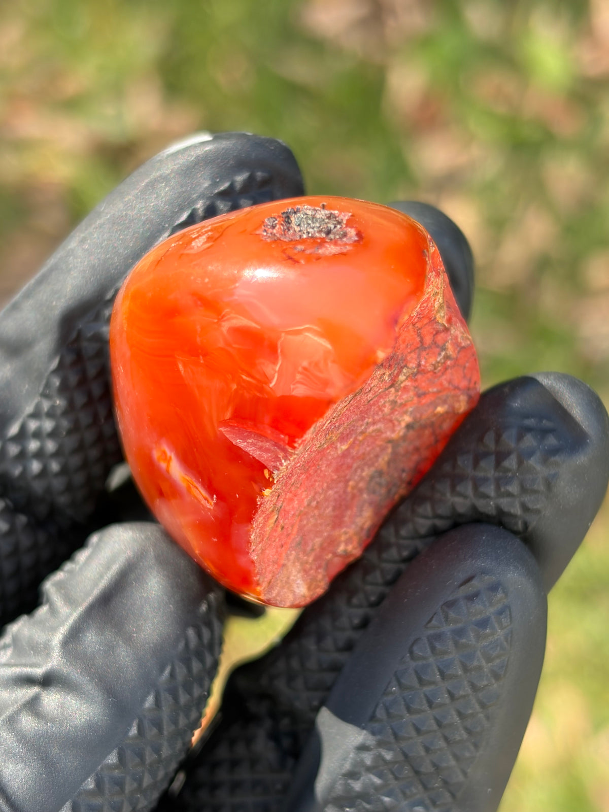 StoneBorn Creations – Fiery Orange Carnelian Agate | Hand-Polished Translucent Stone with Natural Red Matrix