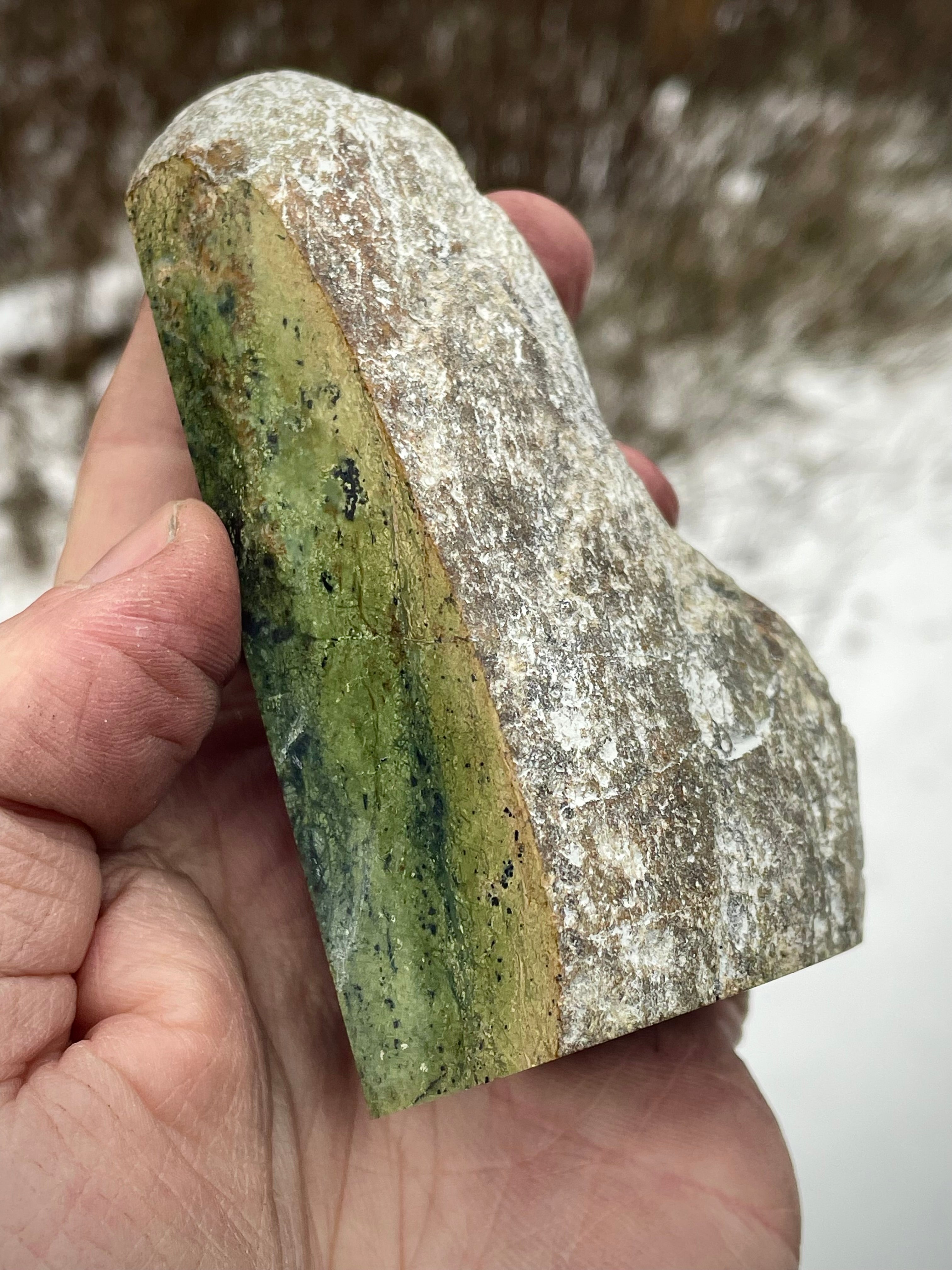 🌲 Polished Vermont Greenstone – Deep Forest Faceted Stone (Hand-Collected & Polished)