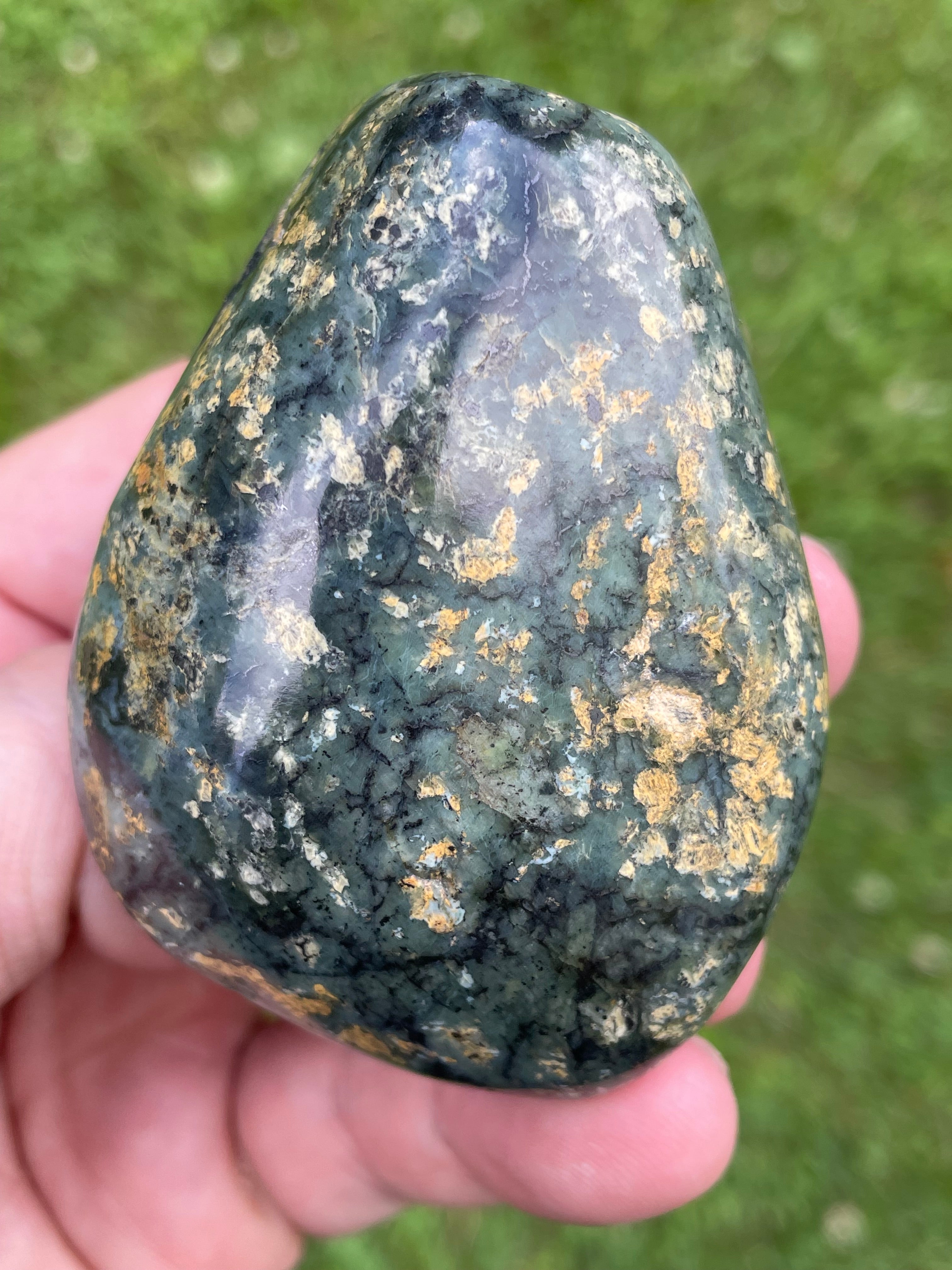 StoneBorn Creations Hand-Polished Local Serpentine Freeform | Fully Polished Greenstone with Blue-Green Patterns & Natural Mineral Inclusions