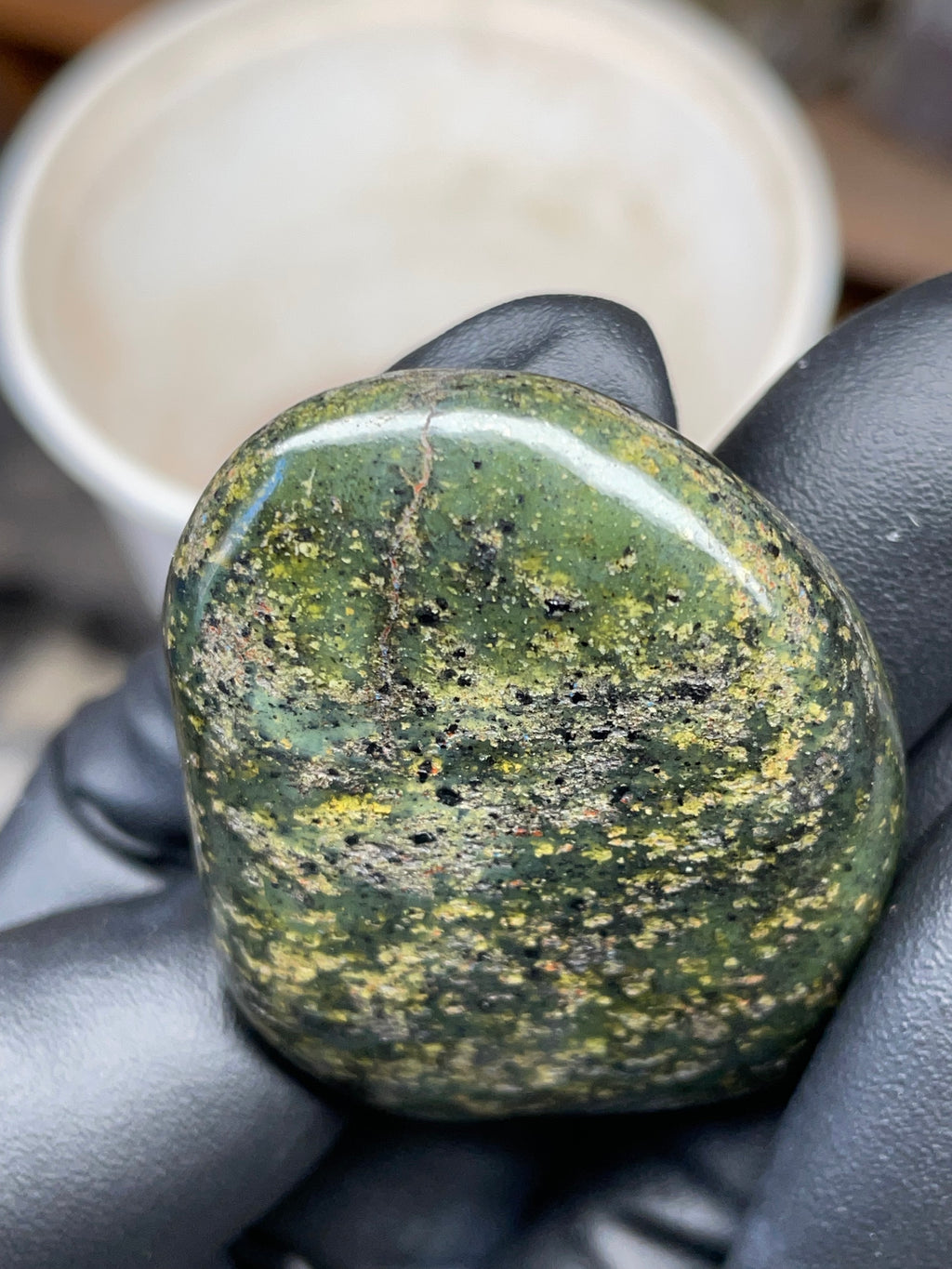 StoneBorn Creations Hand-Polished Vermont Serpentine with Natural Gold Flecking and Deep Forest Greens