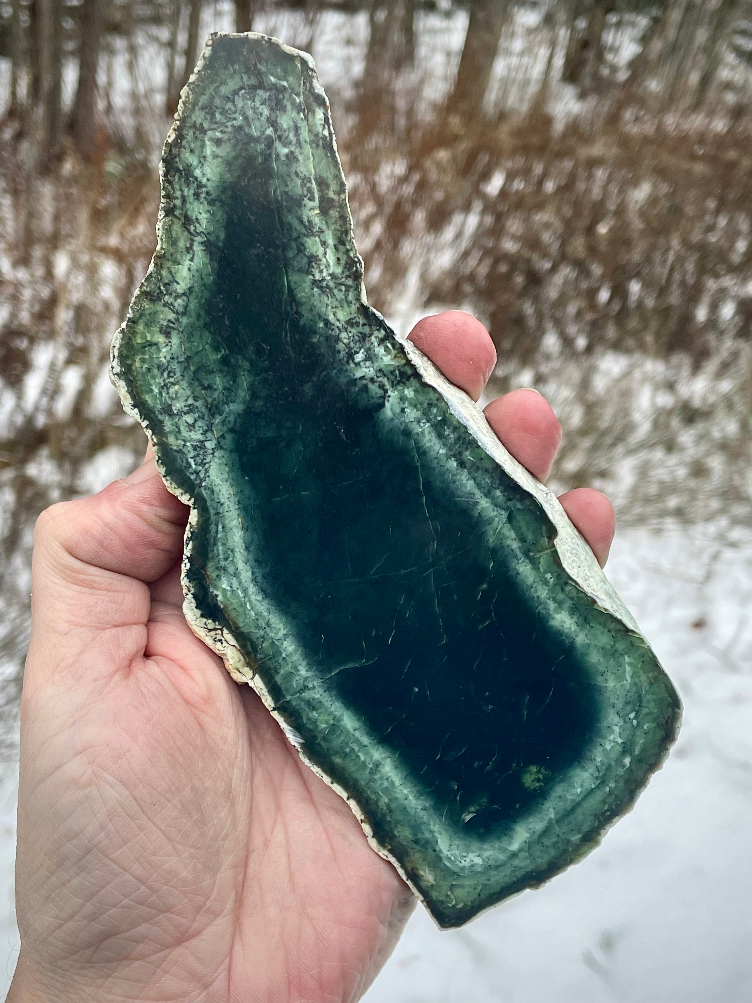 ✨ Deep Forest Green Double-Sided Polished Slab – Vermont River Stone (One-of-a-Kind)
