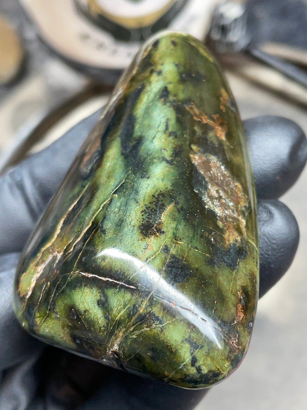 StoneBorn Creations – Hand Polished Vermont Serpentine with Natural Mineral Veins | One-of-a-Kind Display Stone