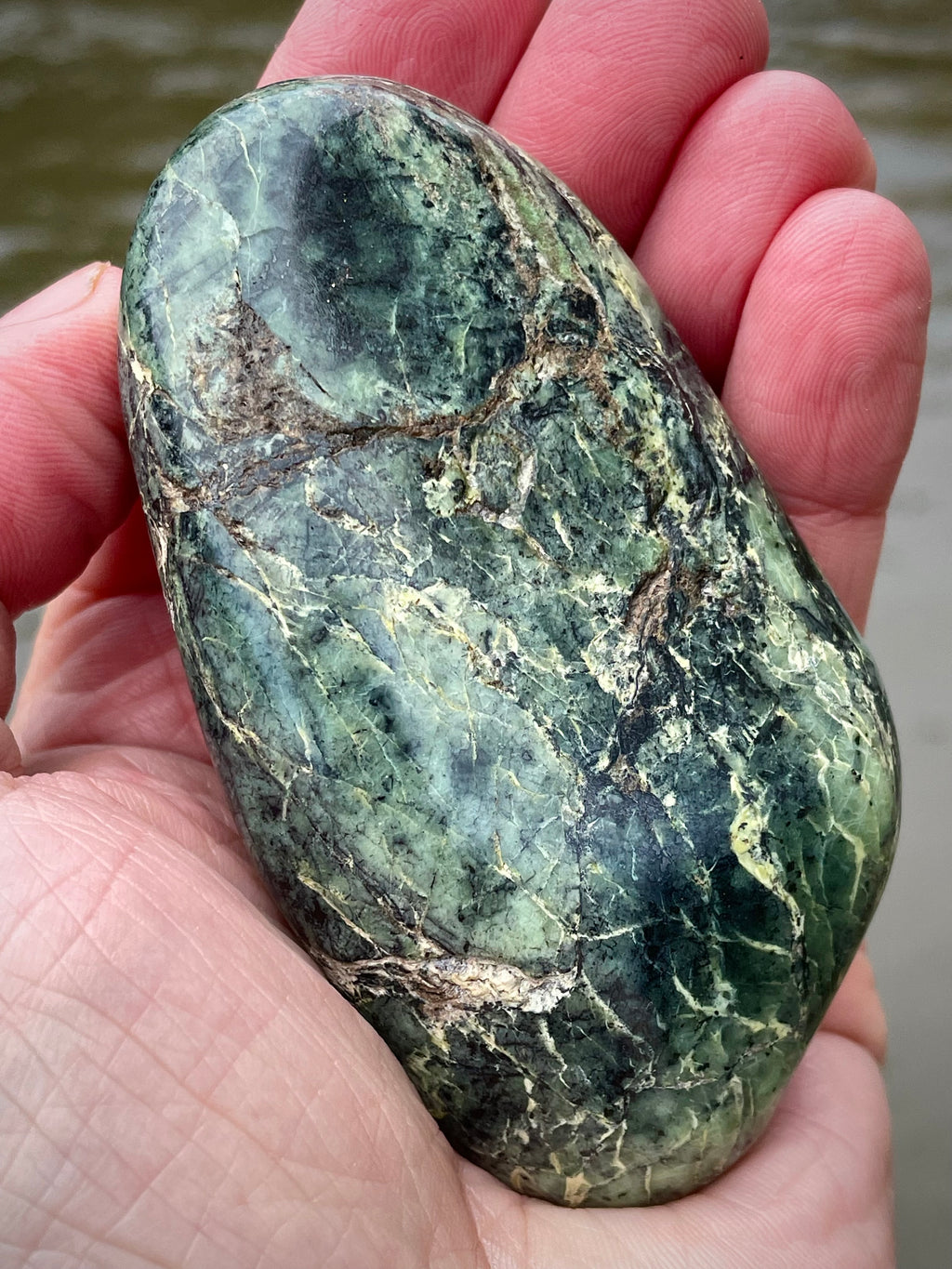 🌲 Polished Vermont Greenstone – Mountain Ridge Mosaic (Hand-Collected & Finished)