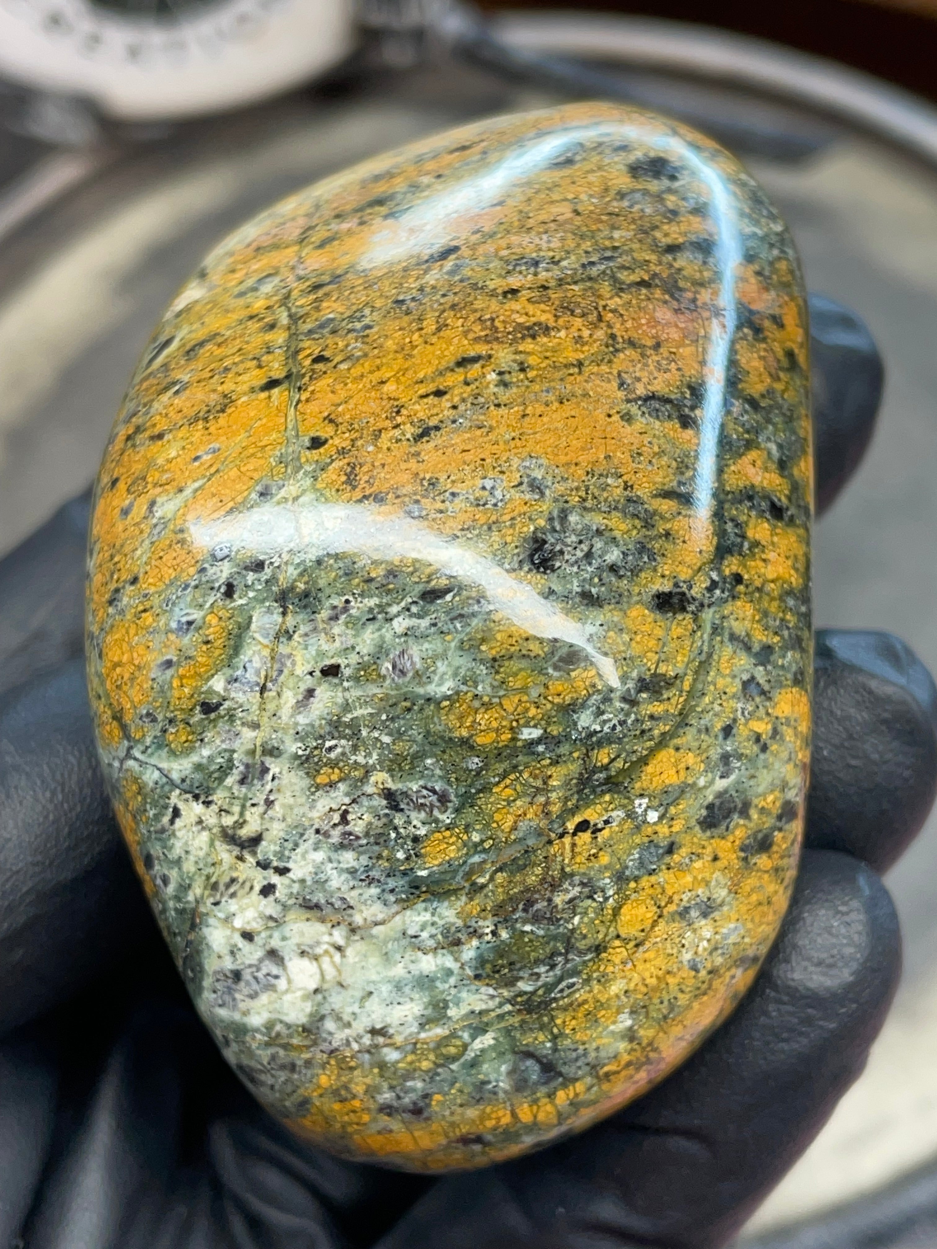 StoneBorn Creations – Hand Polished Vermont Greenstone with Golden Matrix & Quartz Veins