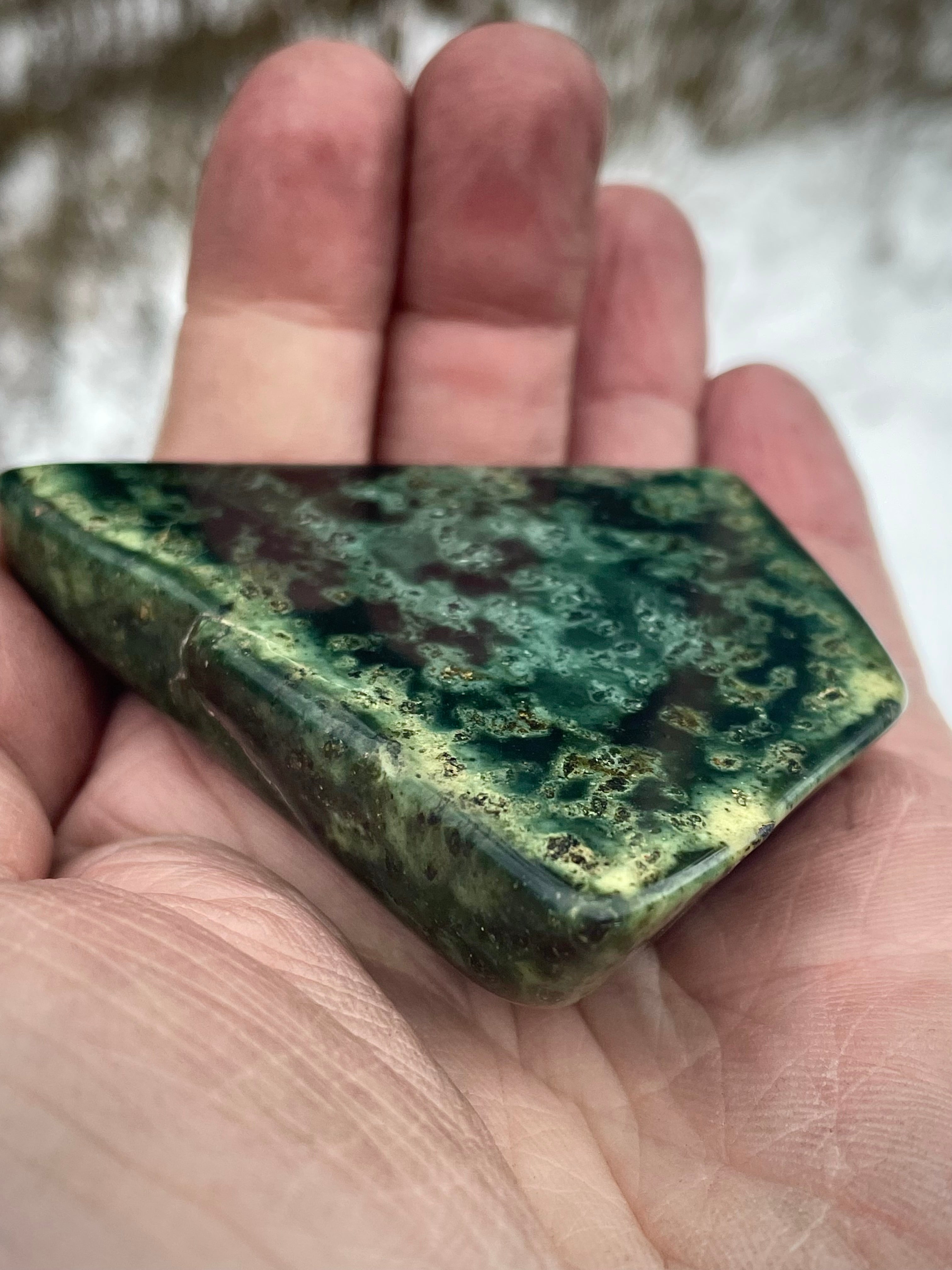🌲 Polished Vermont Greenstone – Deep Forest Depths (Hand-Collected & Polished)