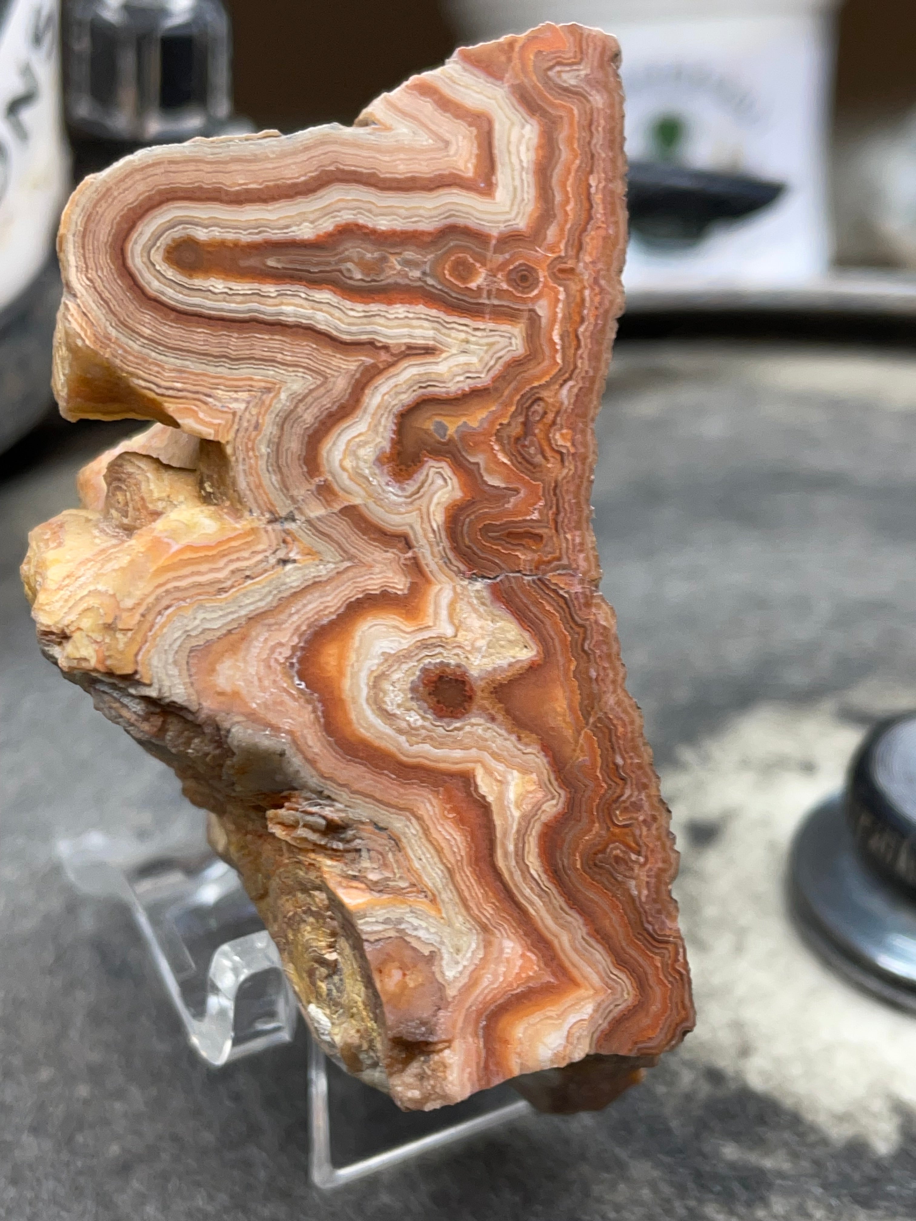 Hand-Polished Georgia Agate – Flat Polished Face, Natural Raw Edge