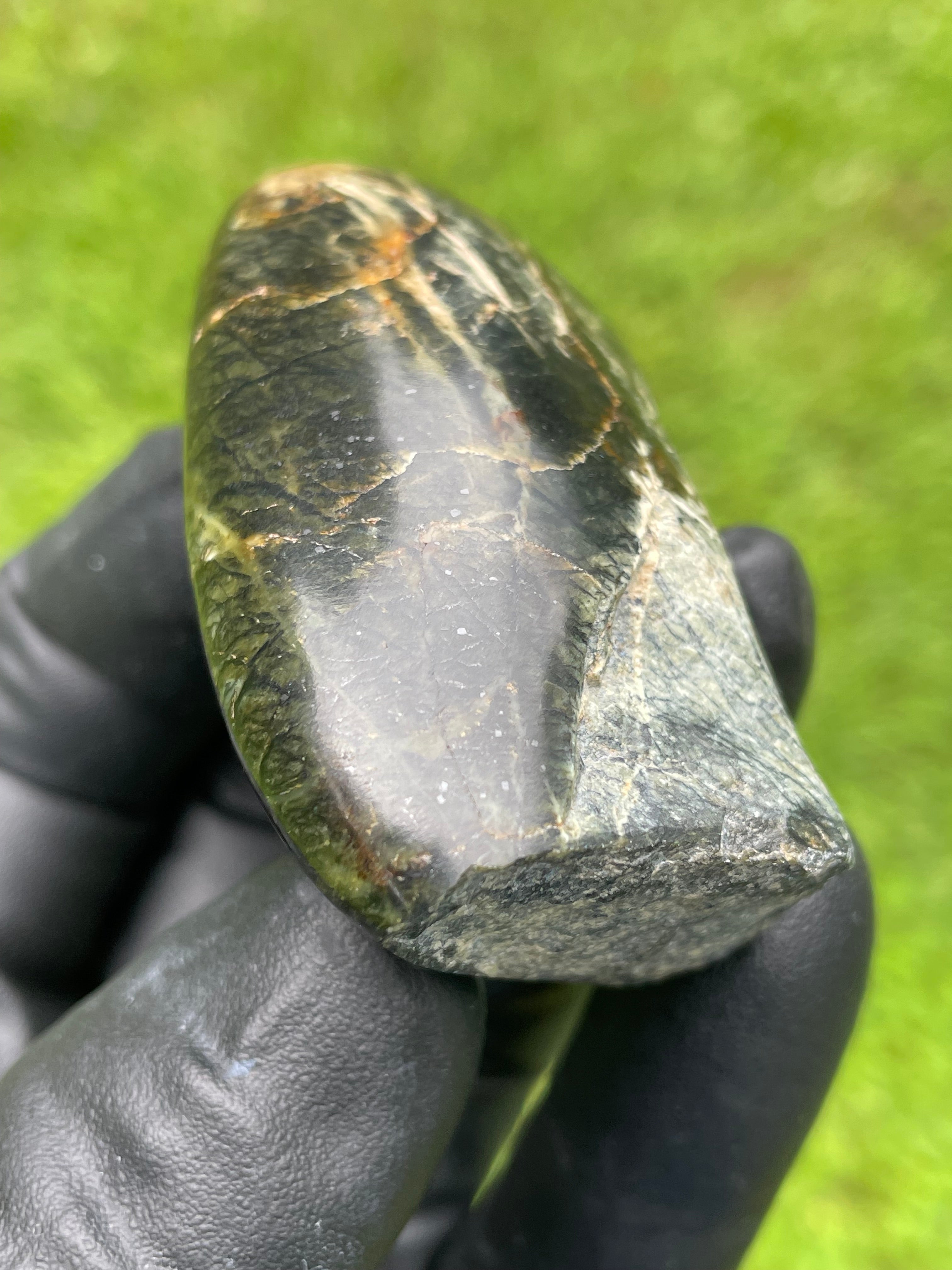 StoneBorn Creations Hand-Polished Vermont Serpentine Freeform Display Stone – One-of-a-Kind Natural Stone