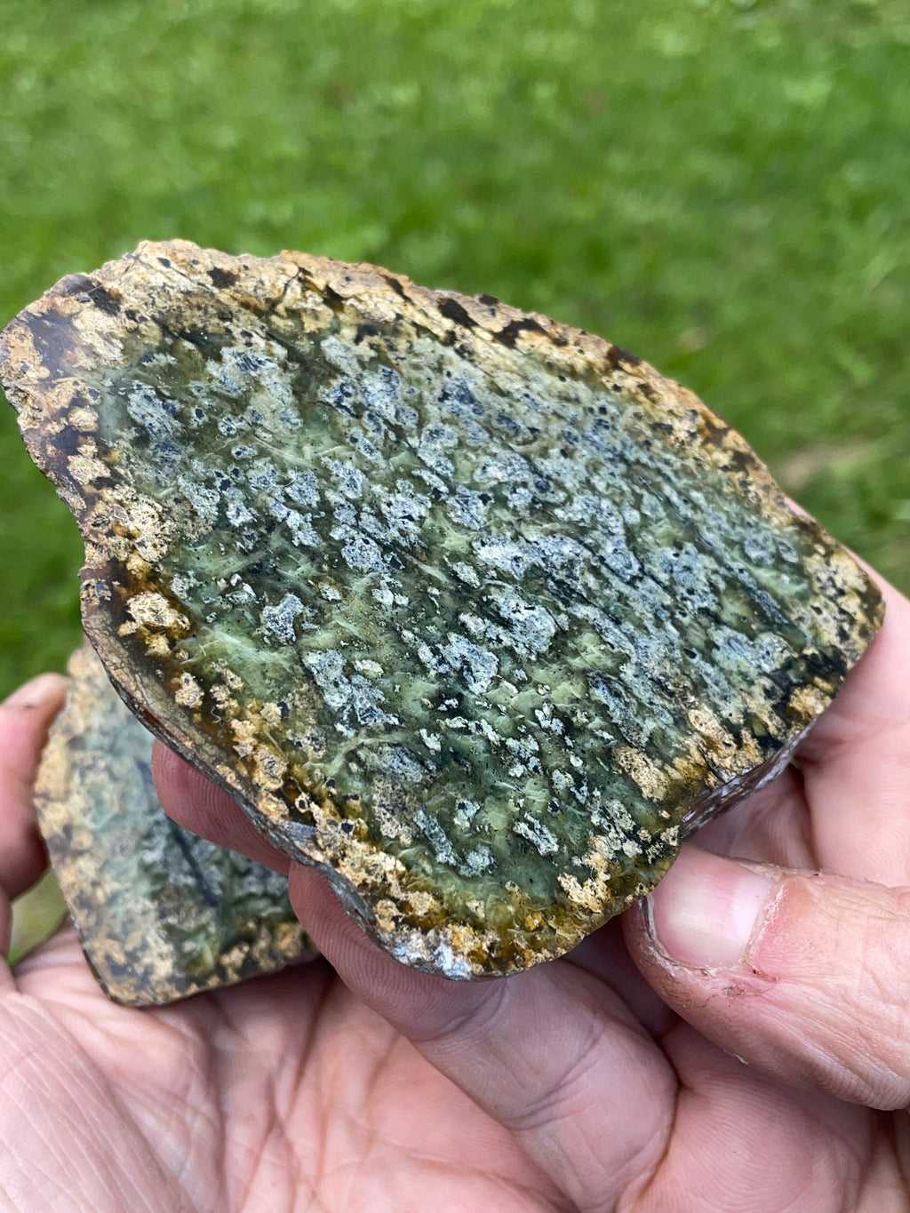 StoneBorn Creations – Natural Green Serpentine Matching Slab Pair | Earthy Green Mineral Patterns