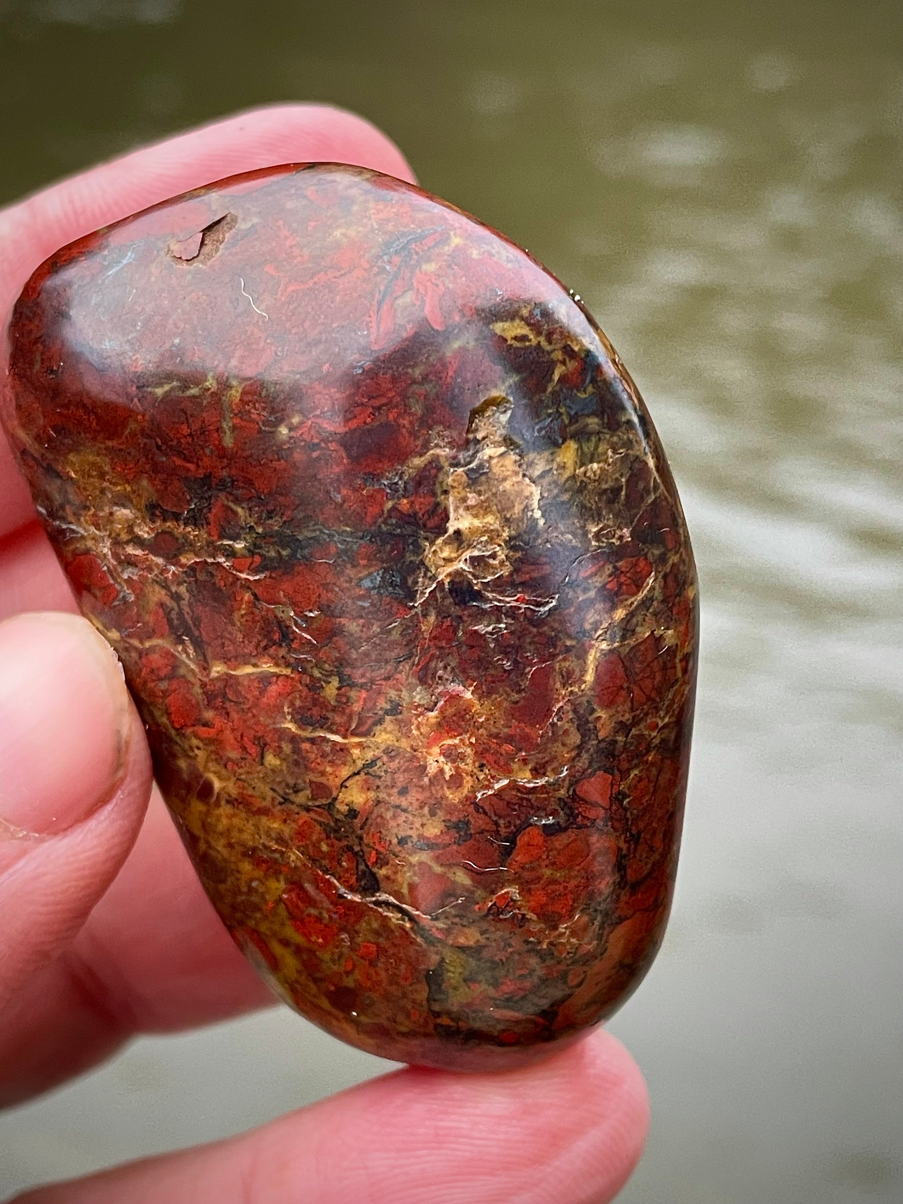 🌋 Polished Red Jasper – Fireburst Pattern (Hand-Collected & Polished)