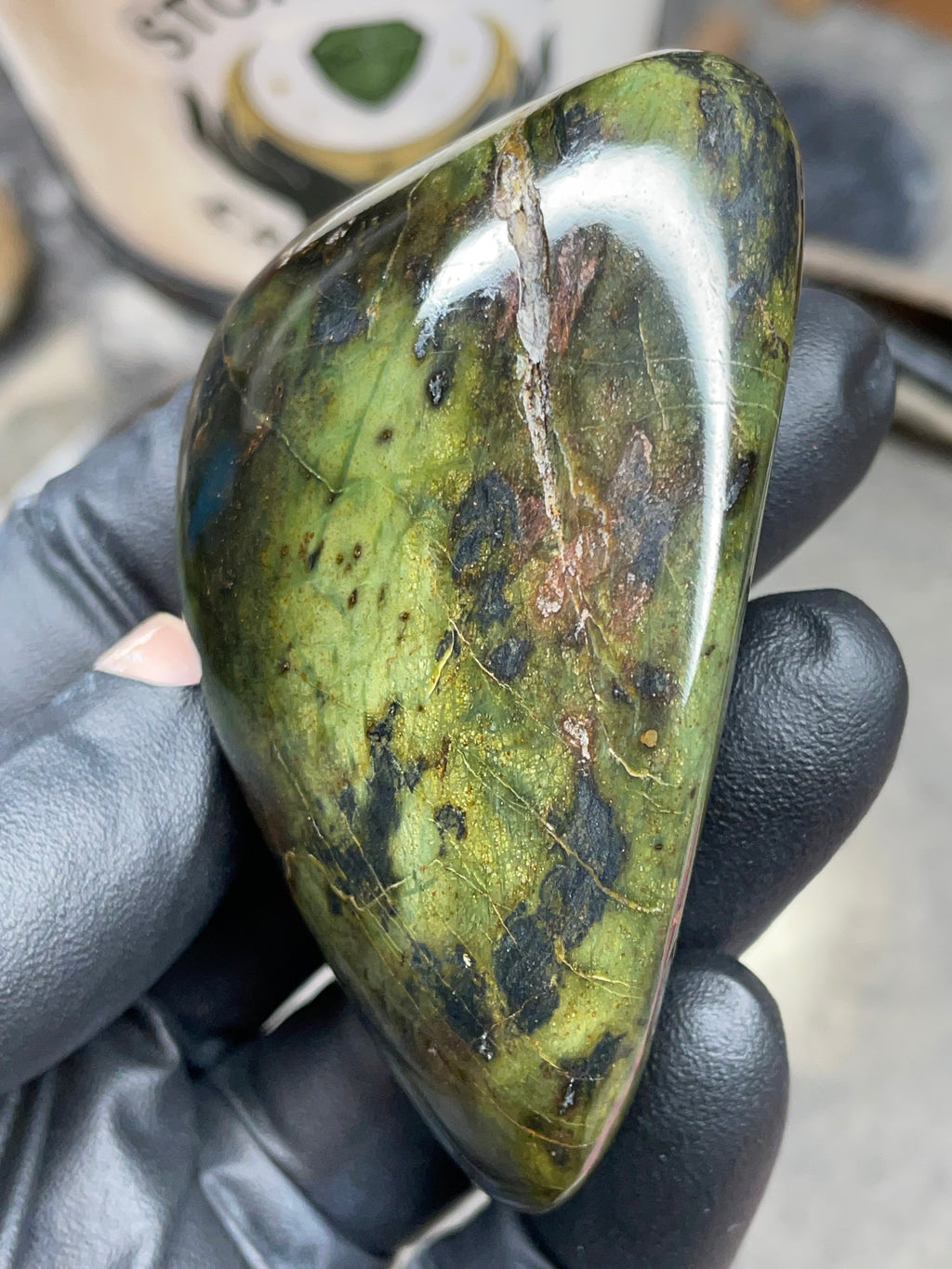 StoneBorn Creations – Hand Polished Vermont Serpentine with Natural Mineral Veins | One-of-a-Kind Display Stone