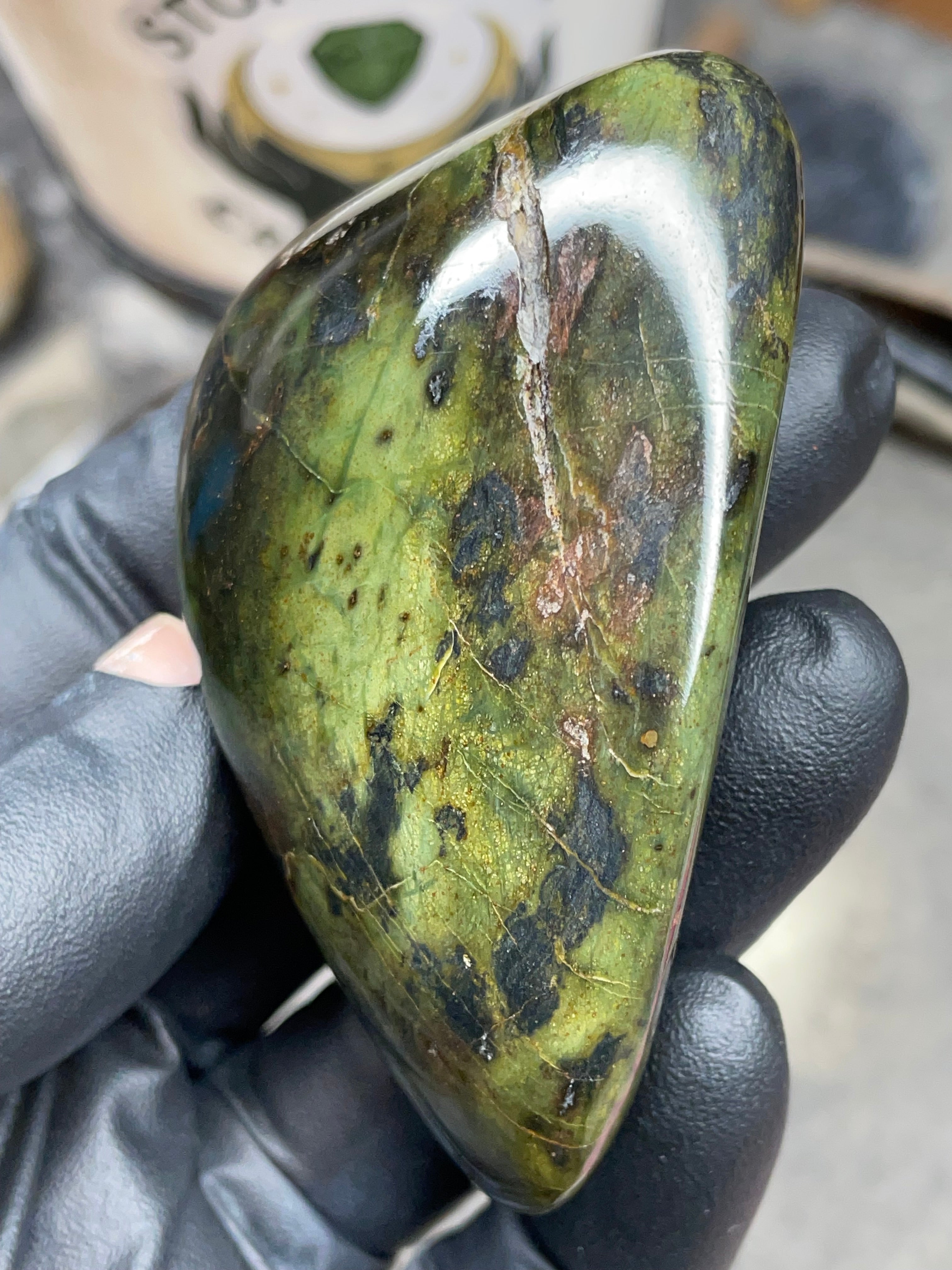 StoneBorn Creations – Hand Polished Vermont Serpentine with Natural Mineral Veins | One-of-a-Kind Display Stone