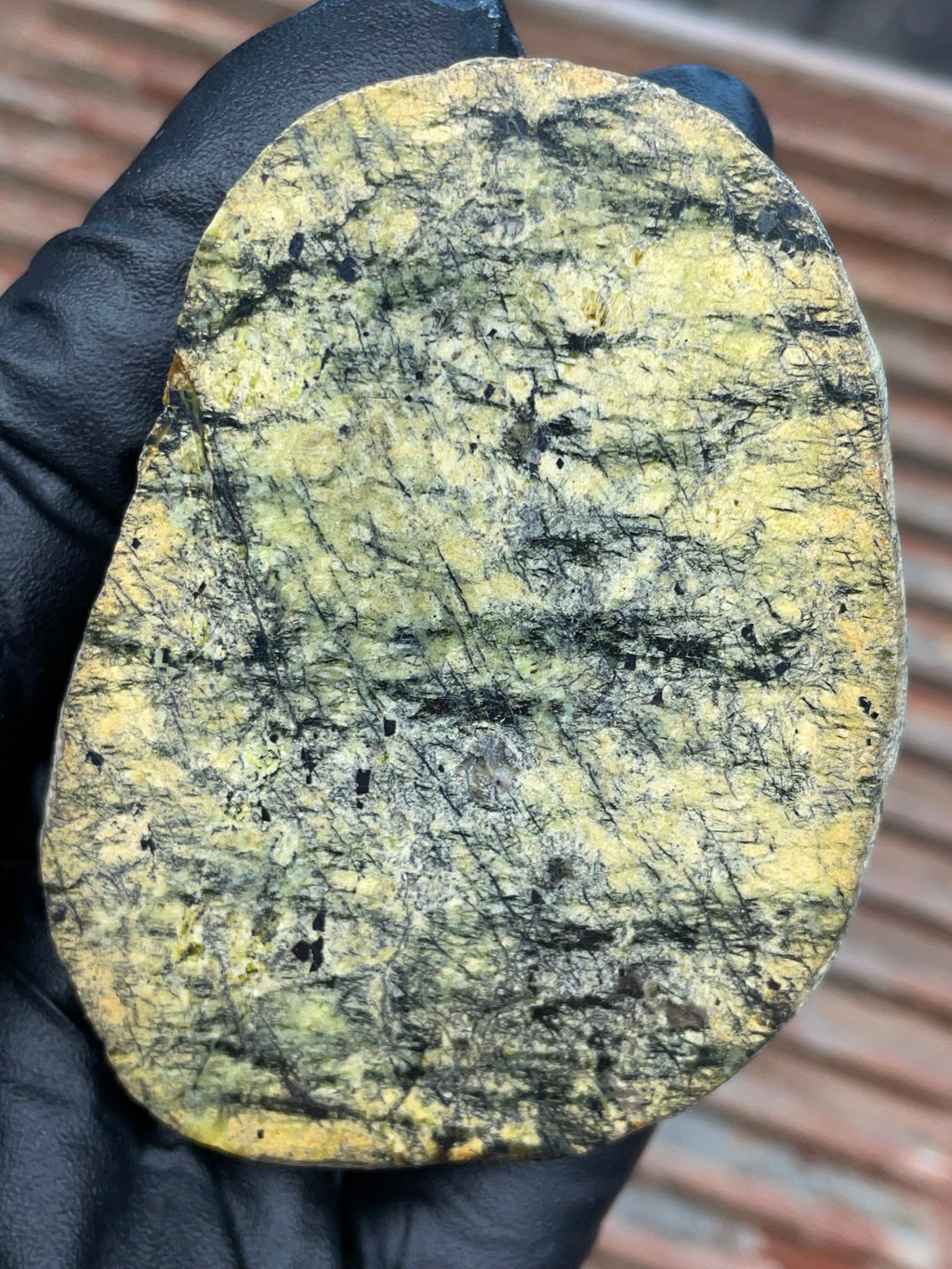 StoneBorn Creations | Polished Vermont Greenstone Slab — Pale Olive with Dark Mineral Veining