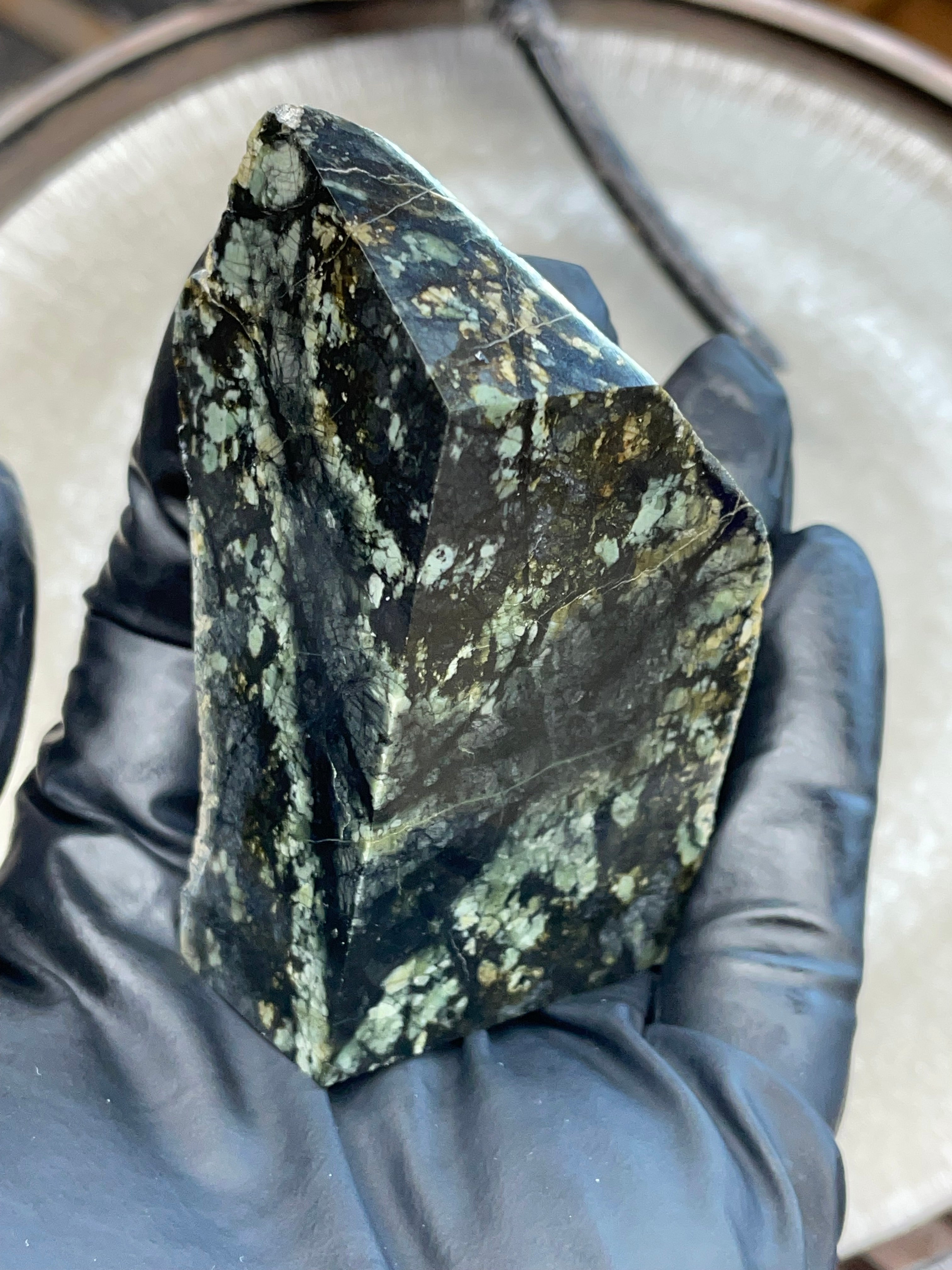Hand-Polished Dark Green Stone Slab | StoneBorn Creations