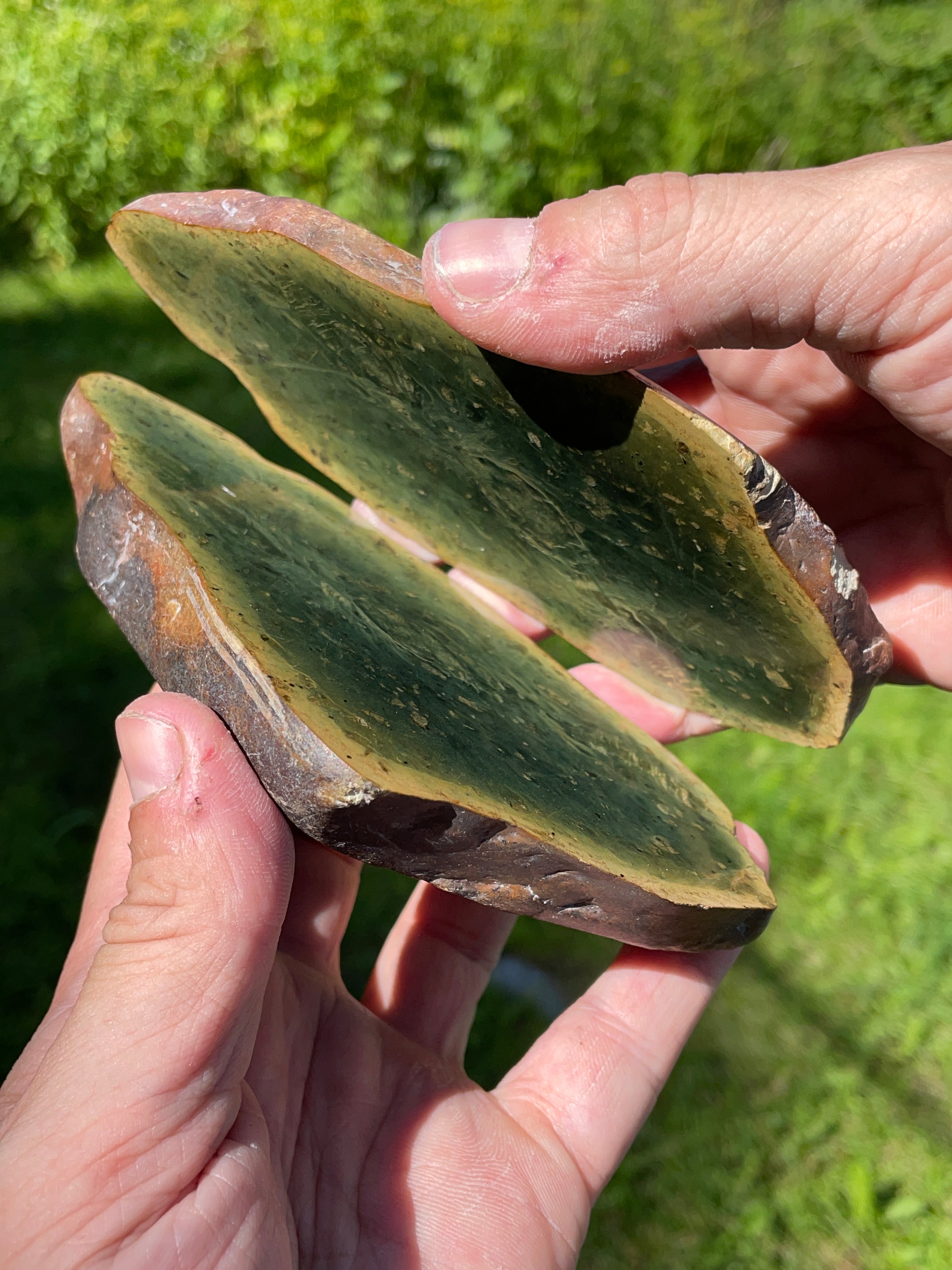 StoneBorn Creations Hand-Polished Vermont Serpentine Bookmatched Pair | One-of-a-Kind Natural Display Stones