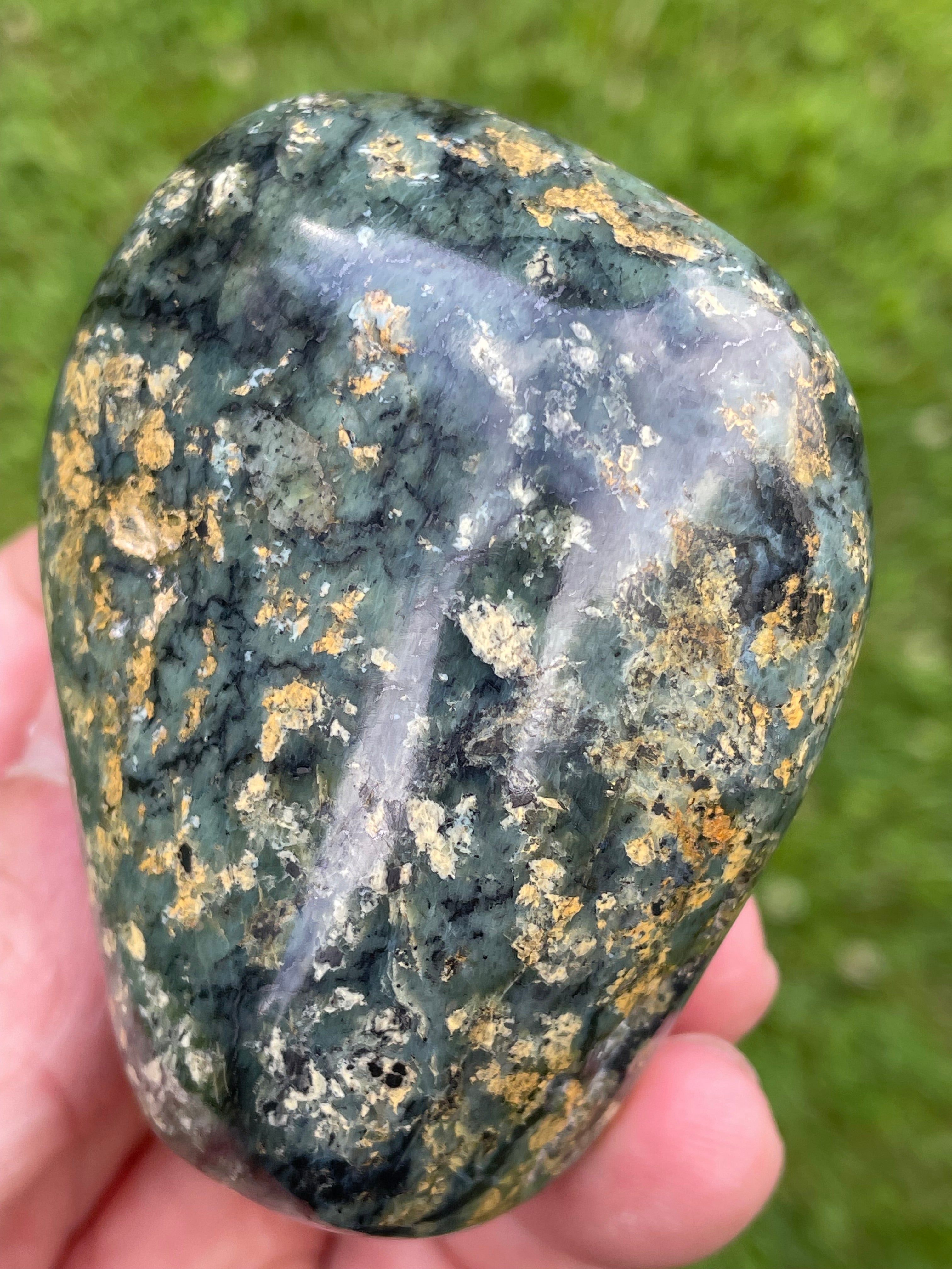 StoneBorn Creations Hand-Polished Local Serpentine Freeform | Fully Polished Greenstone with Blue-Green Patterns & Natural Mineral Inclusions