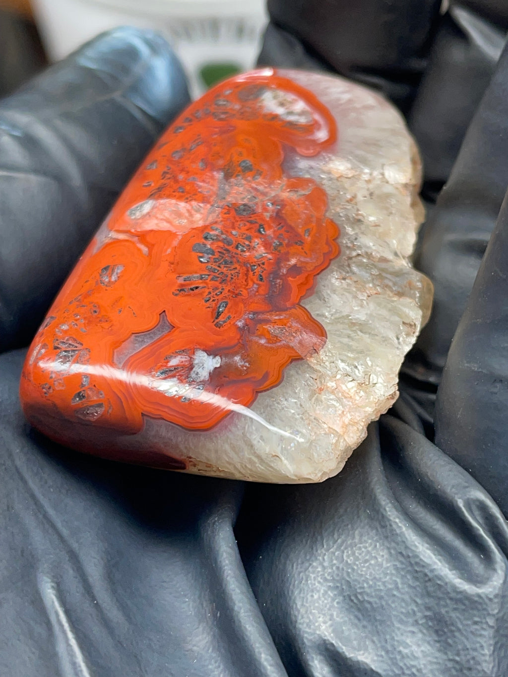Fire-Pattern Agate with Quartz Pocket | Hand-Polished StoneBorn Creation
