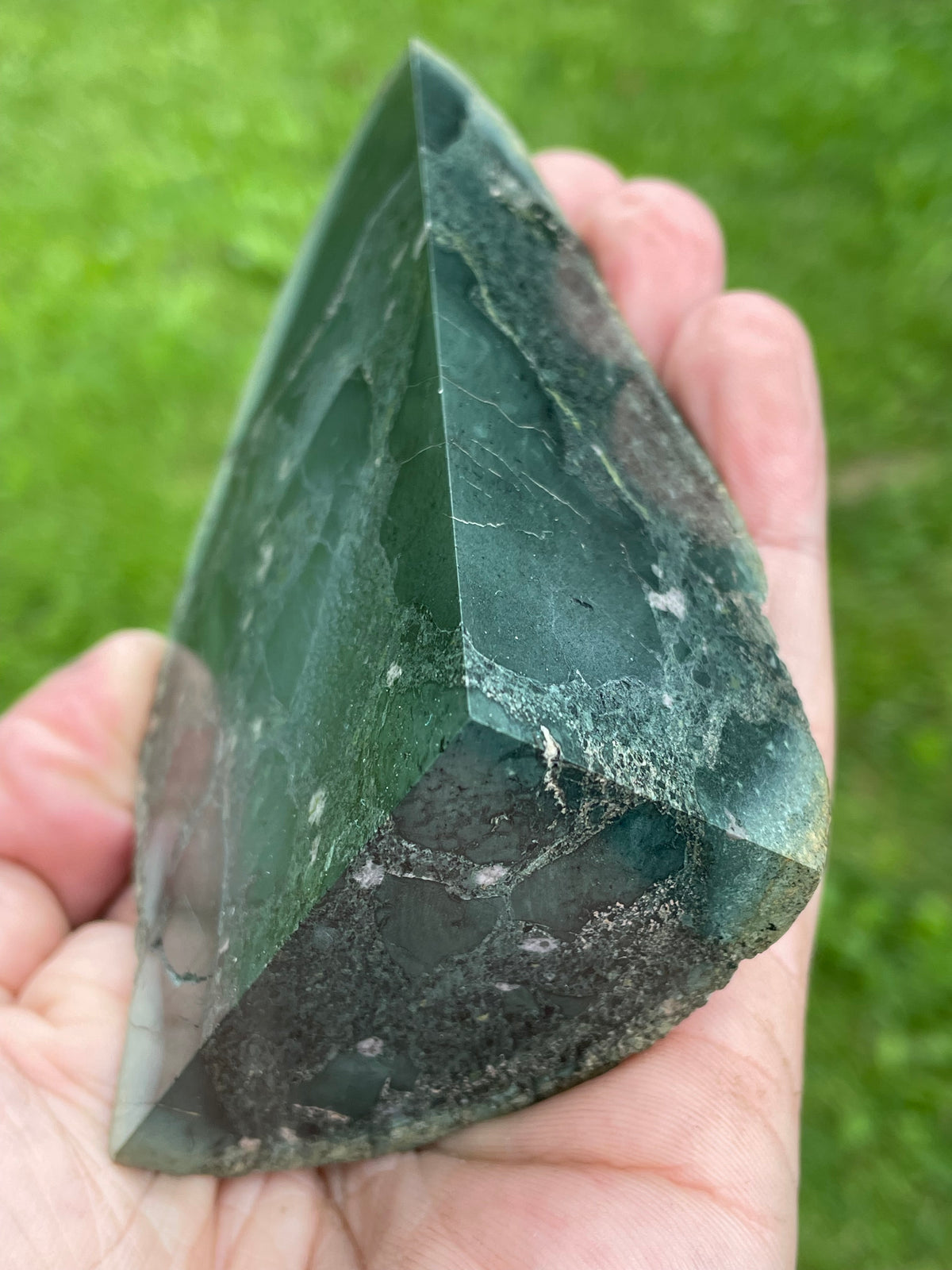 StoneBorn Creations – Deep Forest Greenstone | Hand-Polished Natural Freeform Display Stone