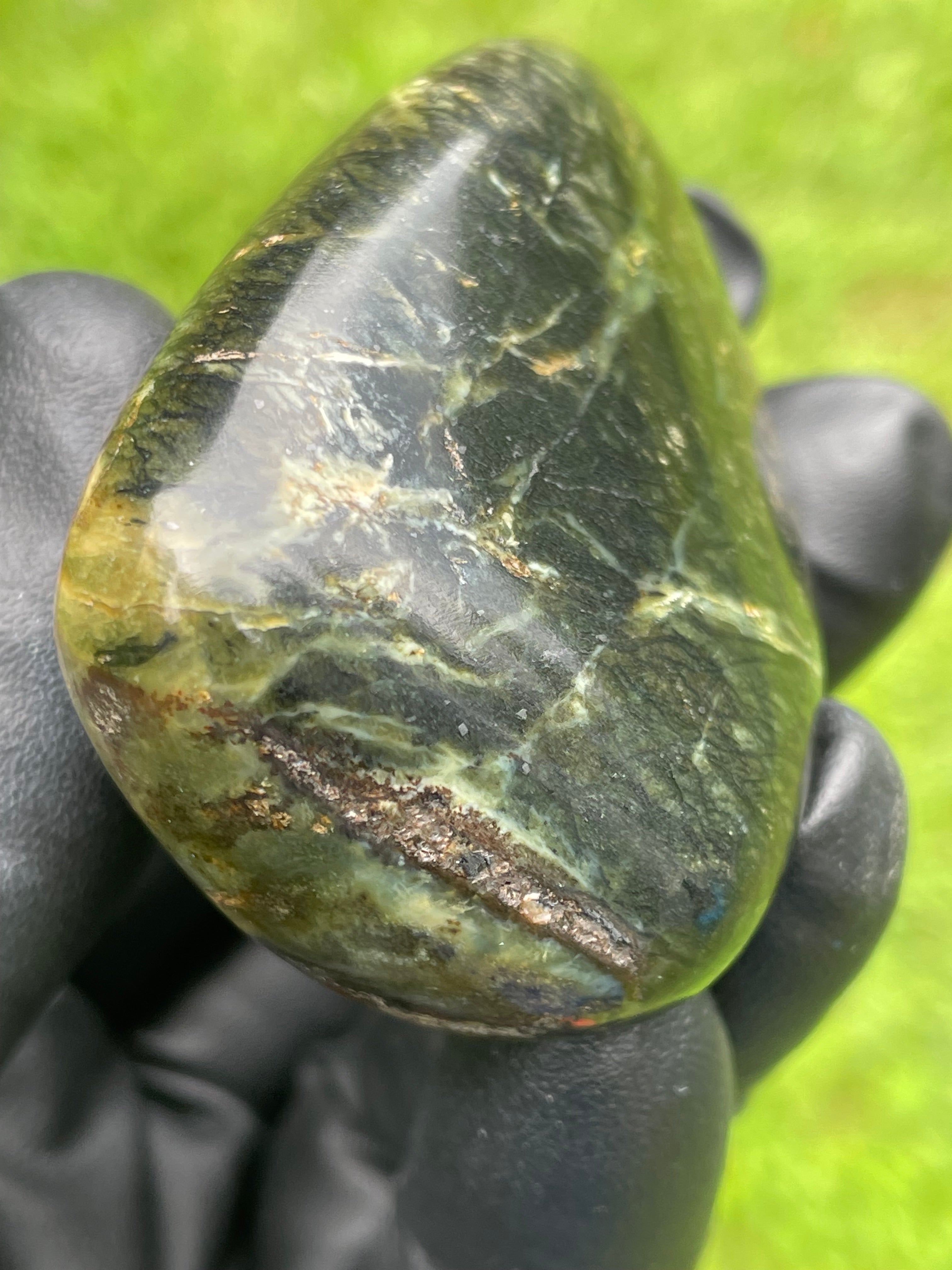 StoneBorn Creations Hand-Polished Vermont Serpentine Freeform Display Stone – One-of-a-Kind Natural Stone