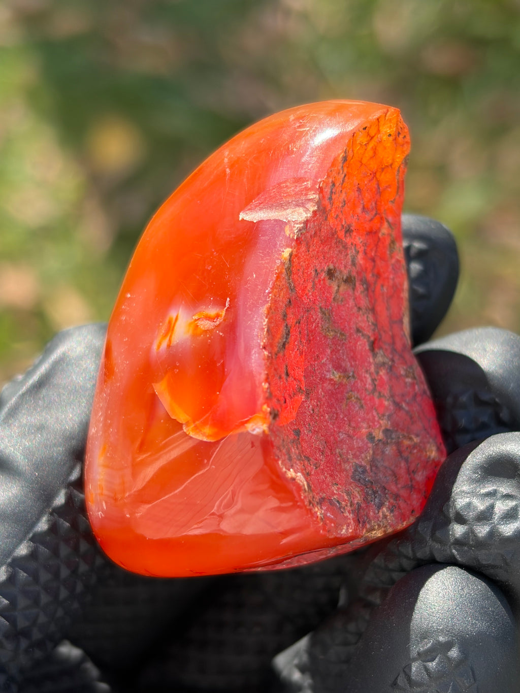 StoneBorn Creations – Fiery Orange Carnelian Agate | Hand-Polished Translucent Stone with Natural Red Matrix