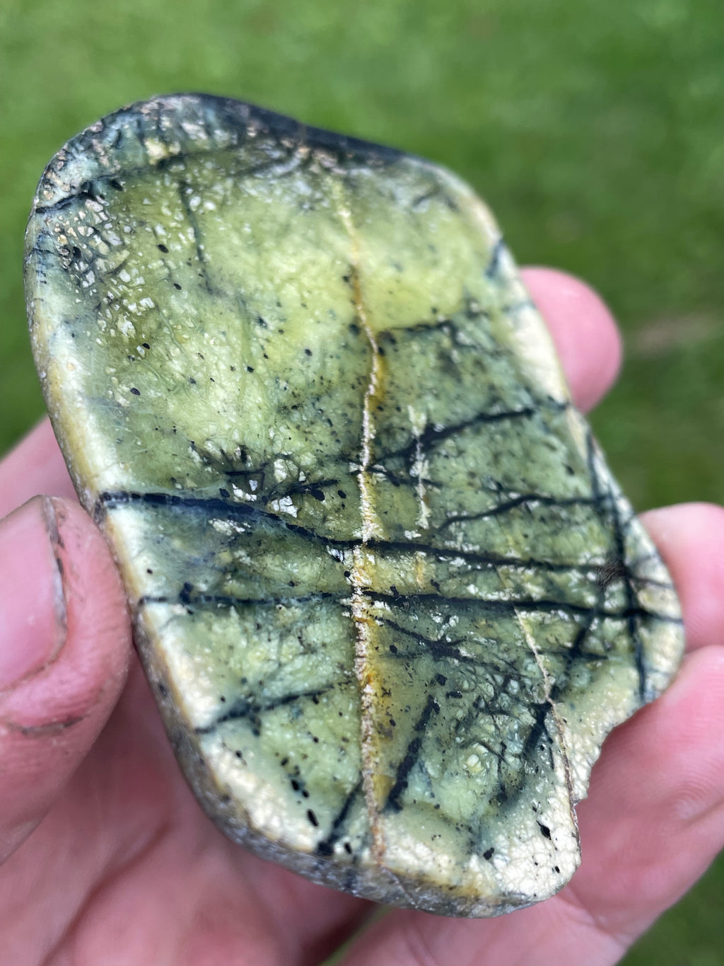 StoneBorn Creations – Polished Green Serpentine Stone | Black Veining & Natural Mineral Patterns