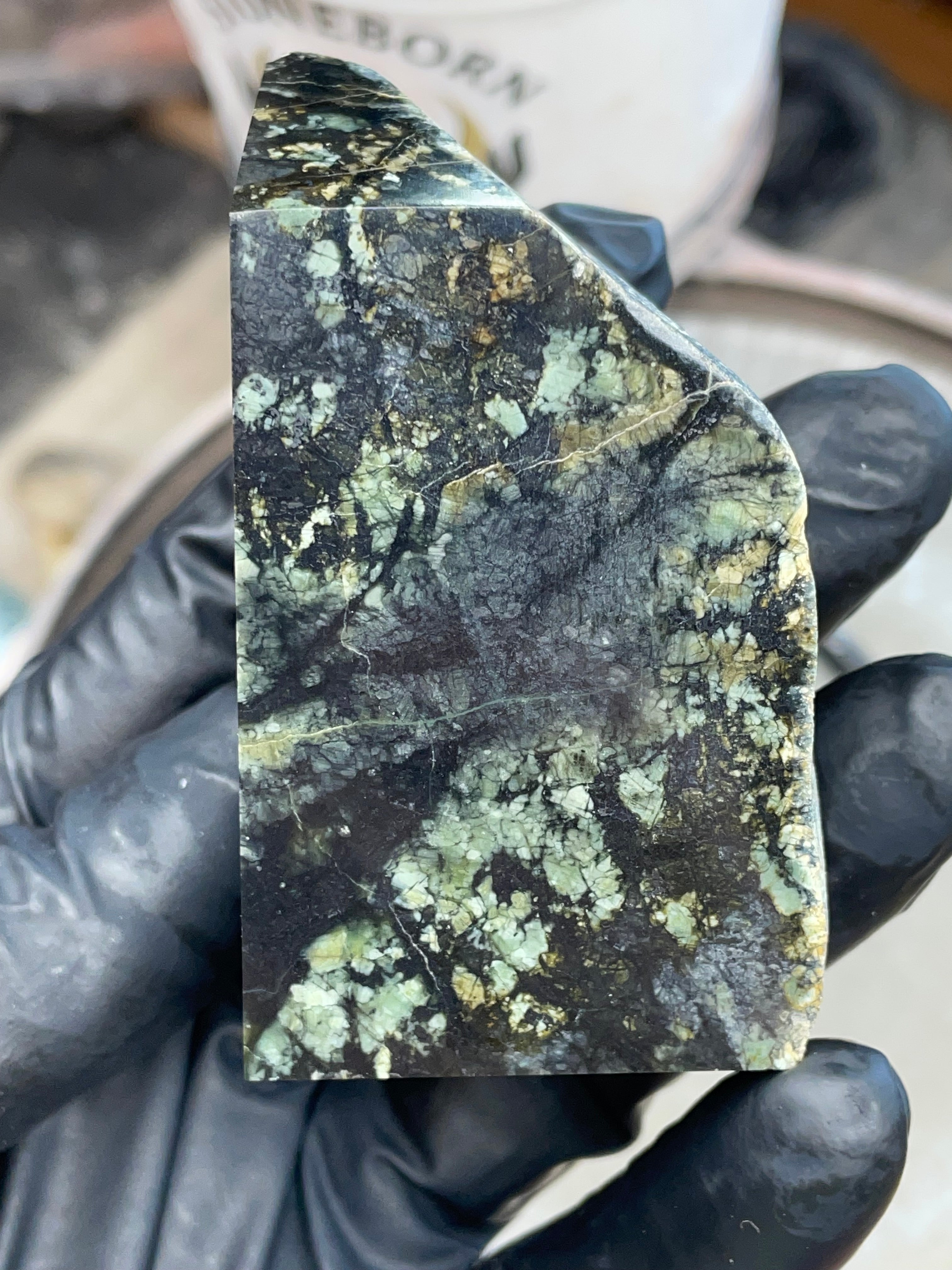 Hand-Polished Dark Green Stone Slab | StoneBorn Creations