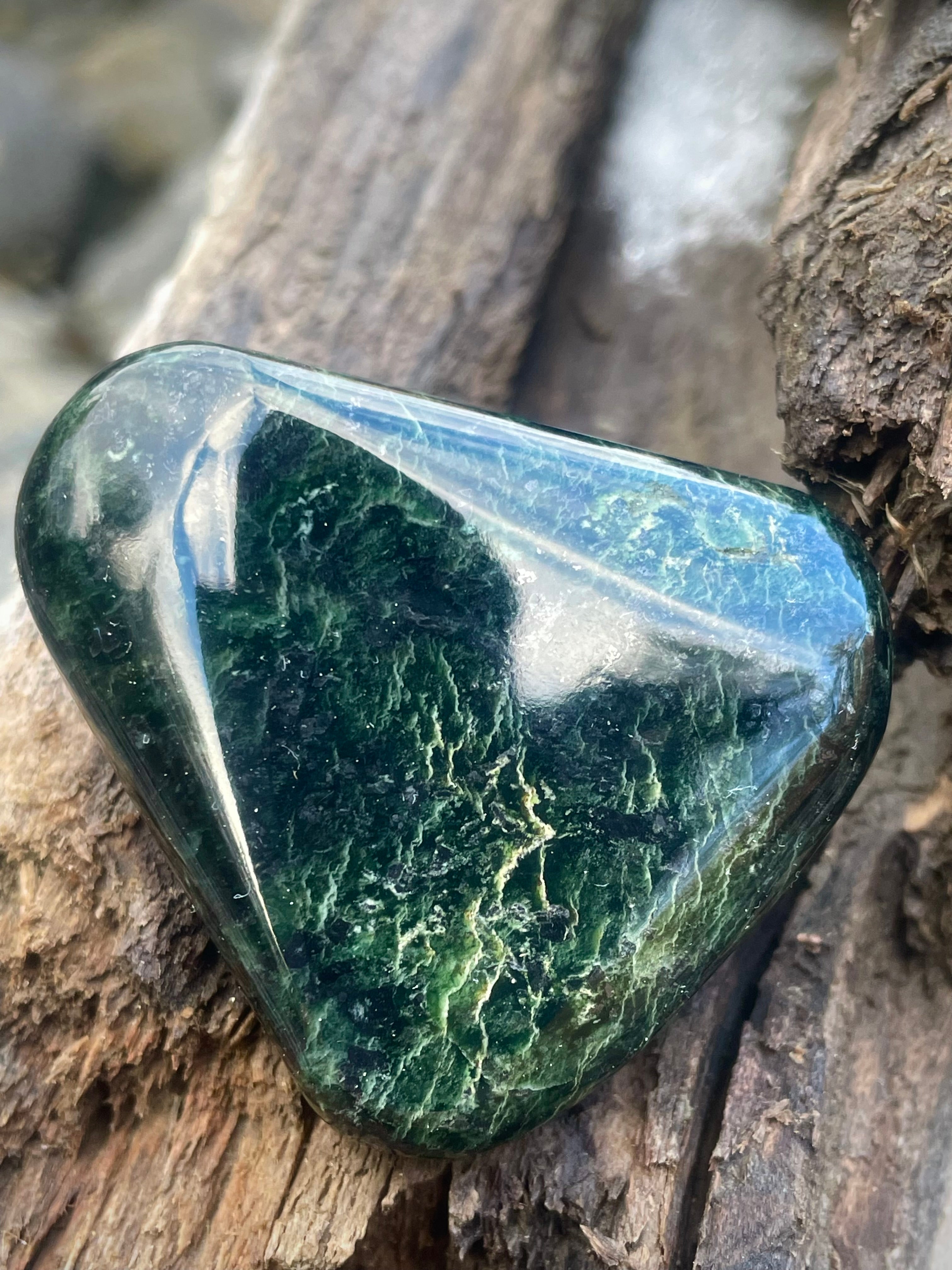 🌲 Polished Vermont Greenstone – Midnight Forest Veining (Hand-Collected & Finished)