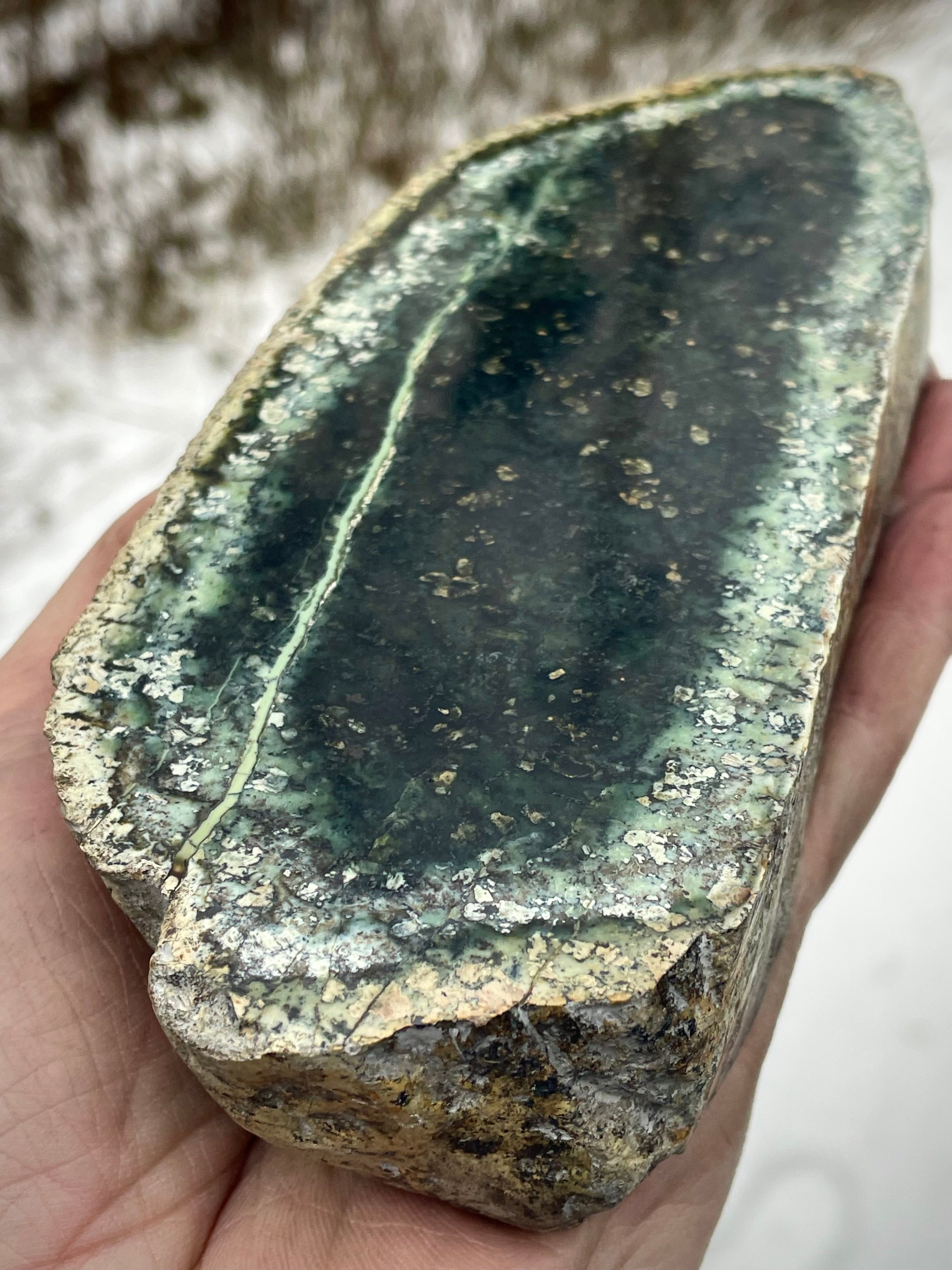 🌲 Polished Vermont Greenstone Slab – Double-Sided Display Piece (Hand-Collected)