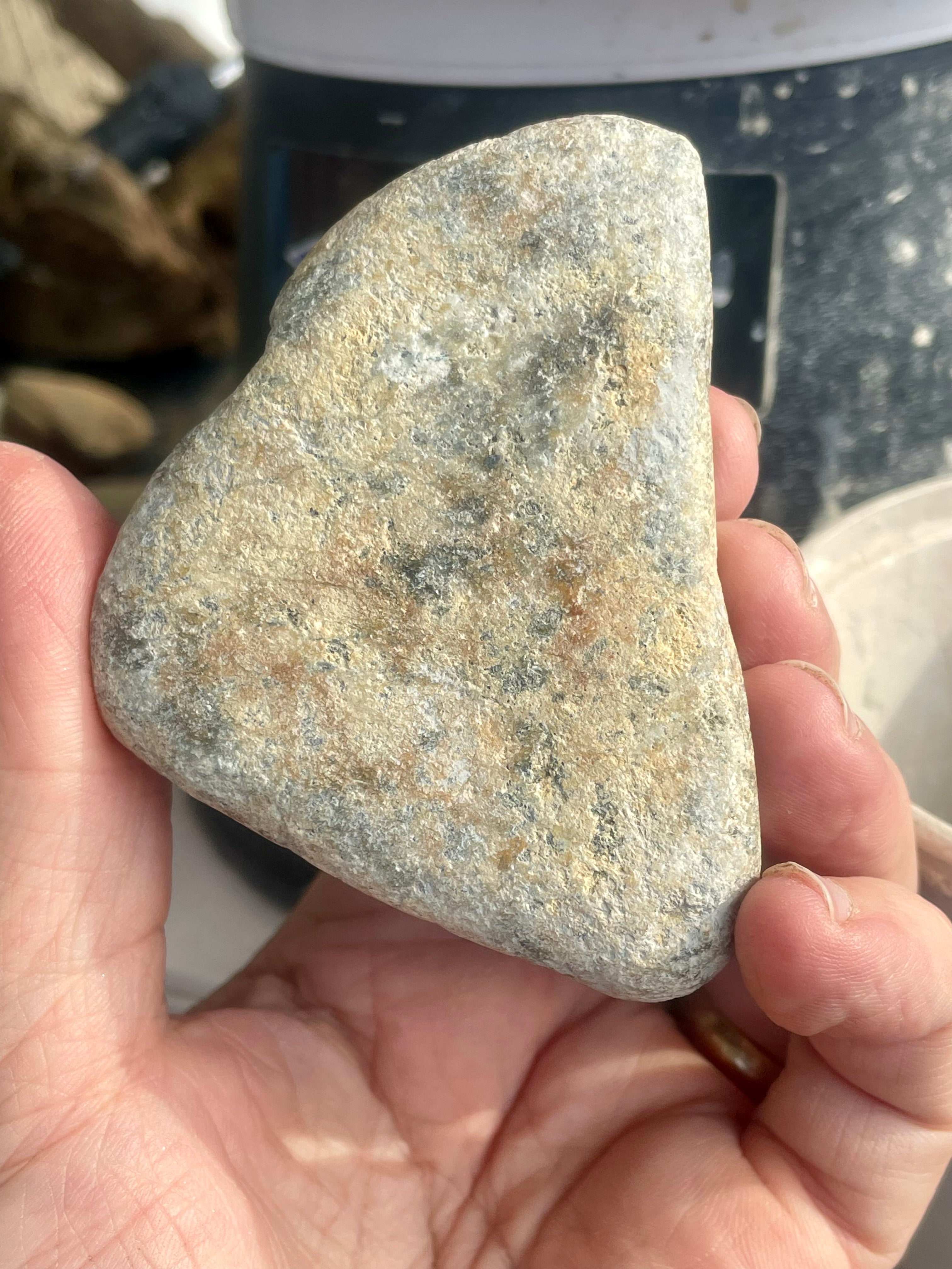 Polished Serpentine Stone • Natural Deep-Green Triangle Core