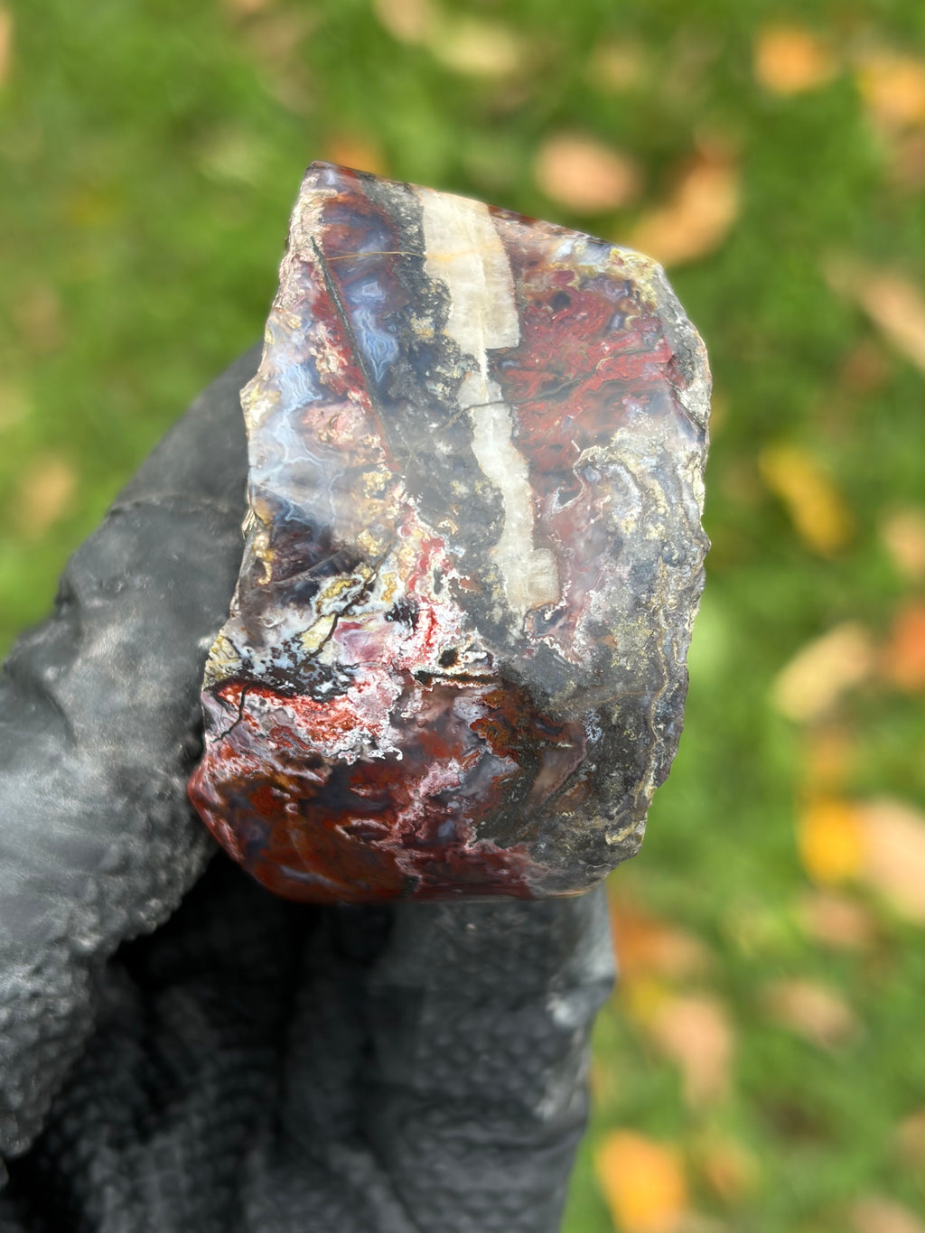 StoneBorn Creations – Red & Blue Lace Agate with Natural Quartz Vein