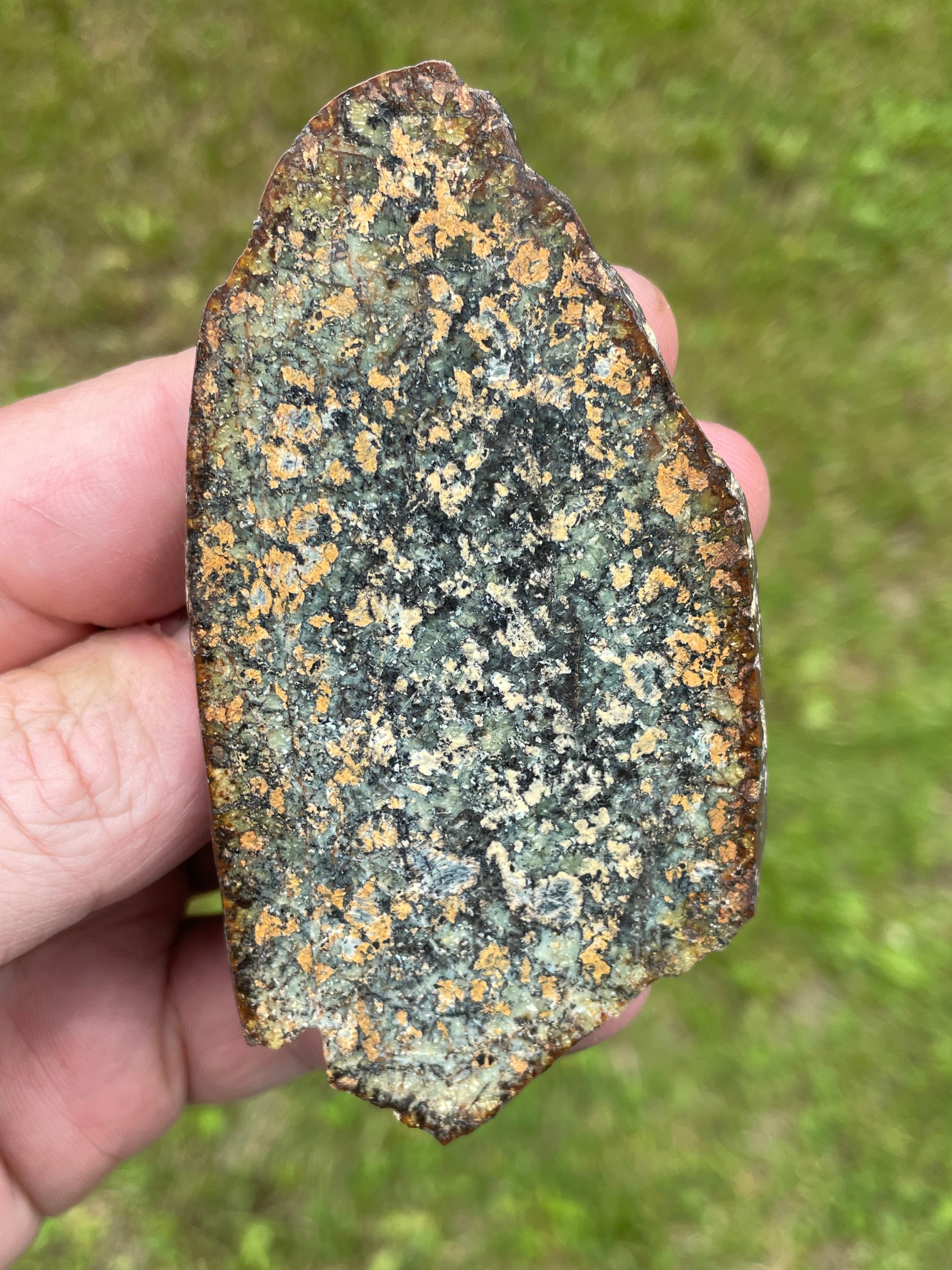 StoneBorn Creations Hand-Polished Vermont Serpentine Freeform Pair with Black Mineral Inclusions, Earth-Toned Matrix and Natural Split Display