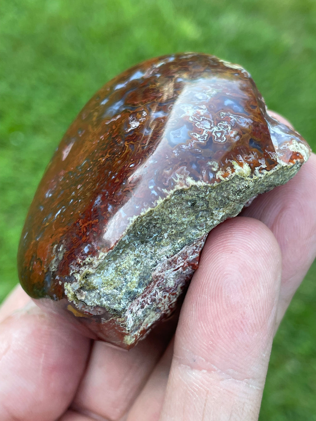 StoneBorn Creations | Hand-Polished Red Lightning Natural Agate Freeform | One-of-a-Kind Display Stone