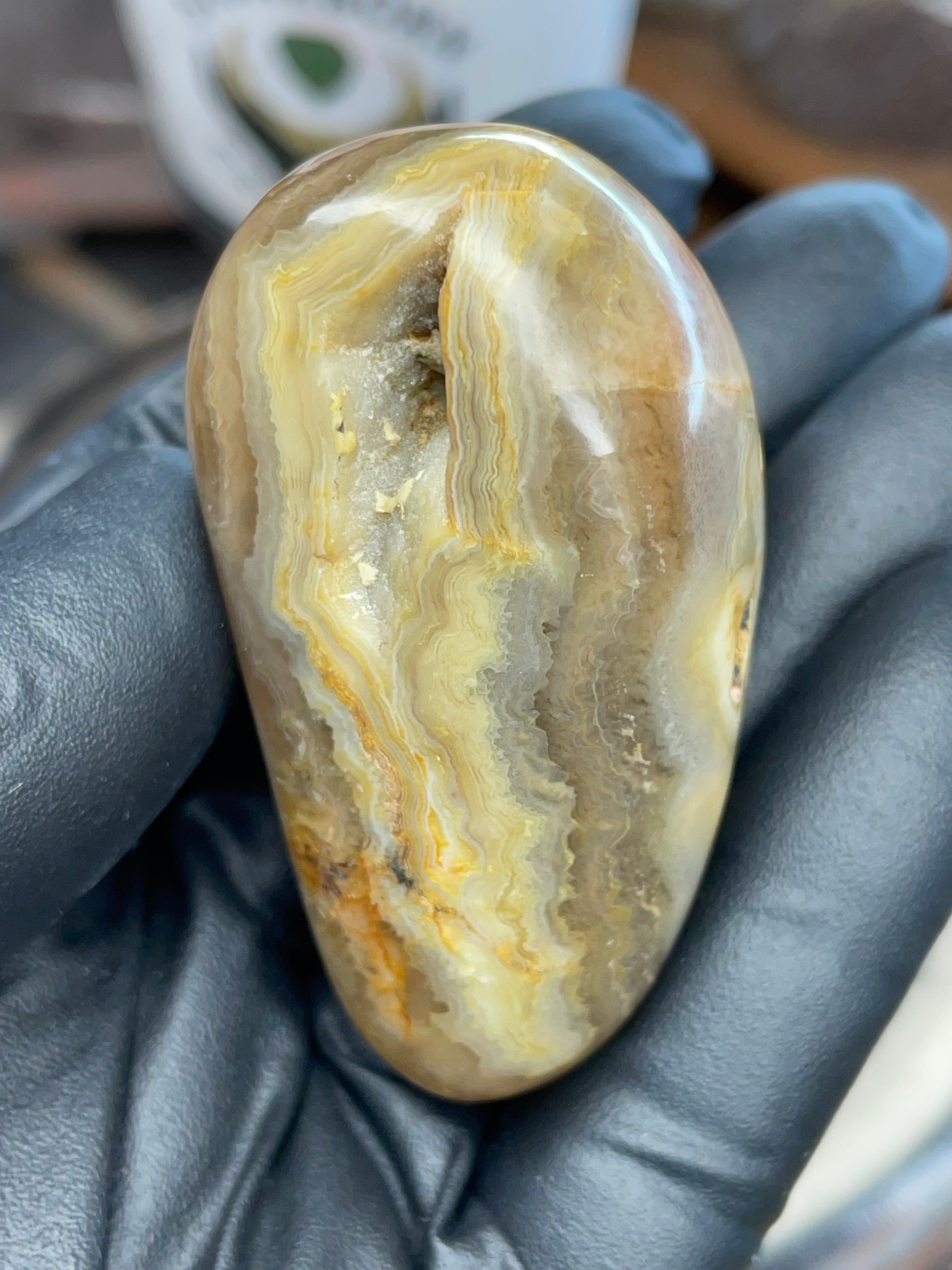 Hand-Polished Banded Agate with Natural Cavities