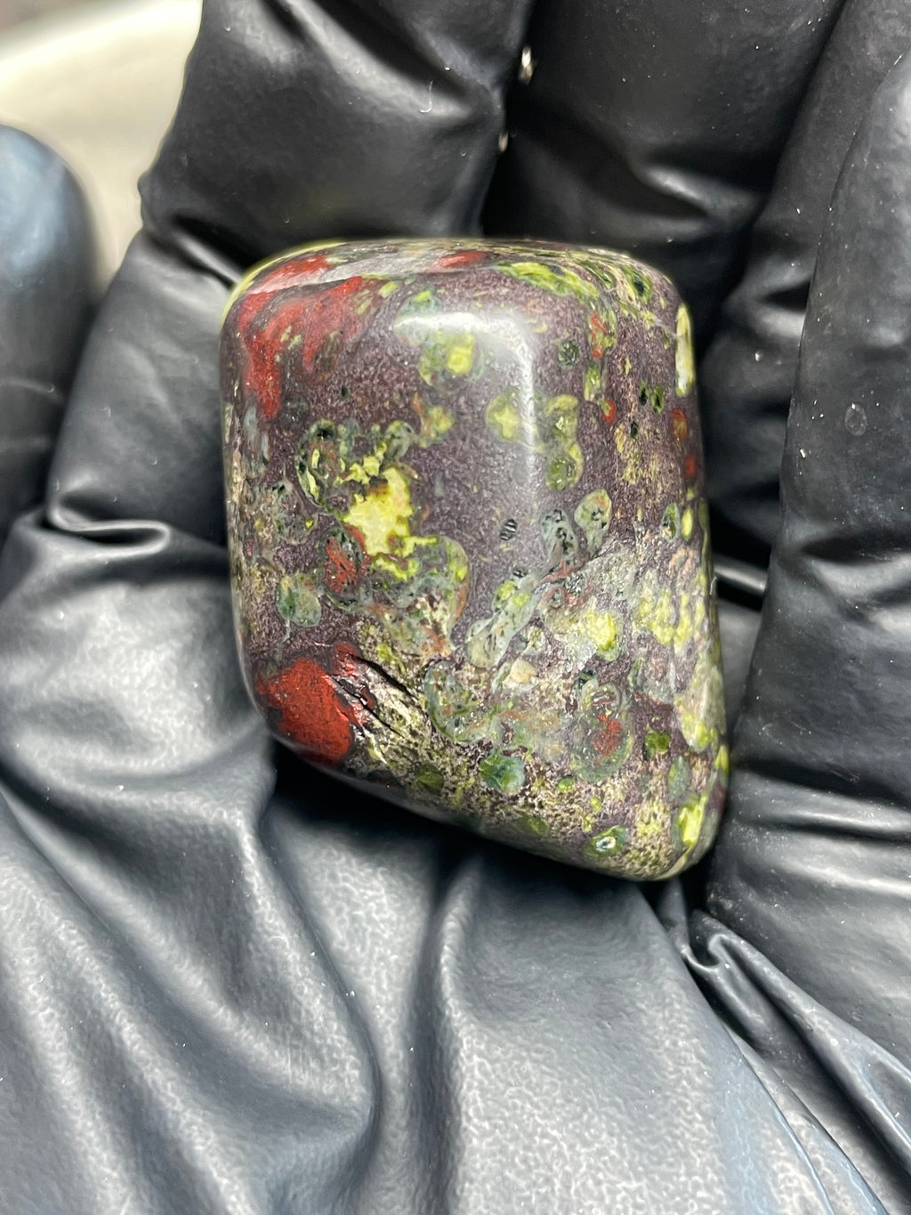 Hand-Polished Serpentine & Jasper River Stone