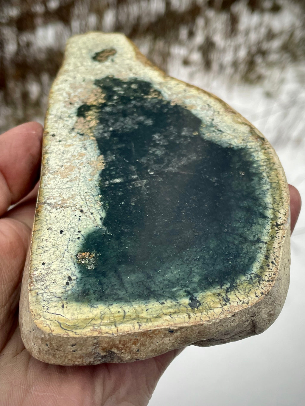 Polished Vermont Green Slate • Rare Crackle Pattern • Natural “Lake” Formation (Matched Halves Available)
