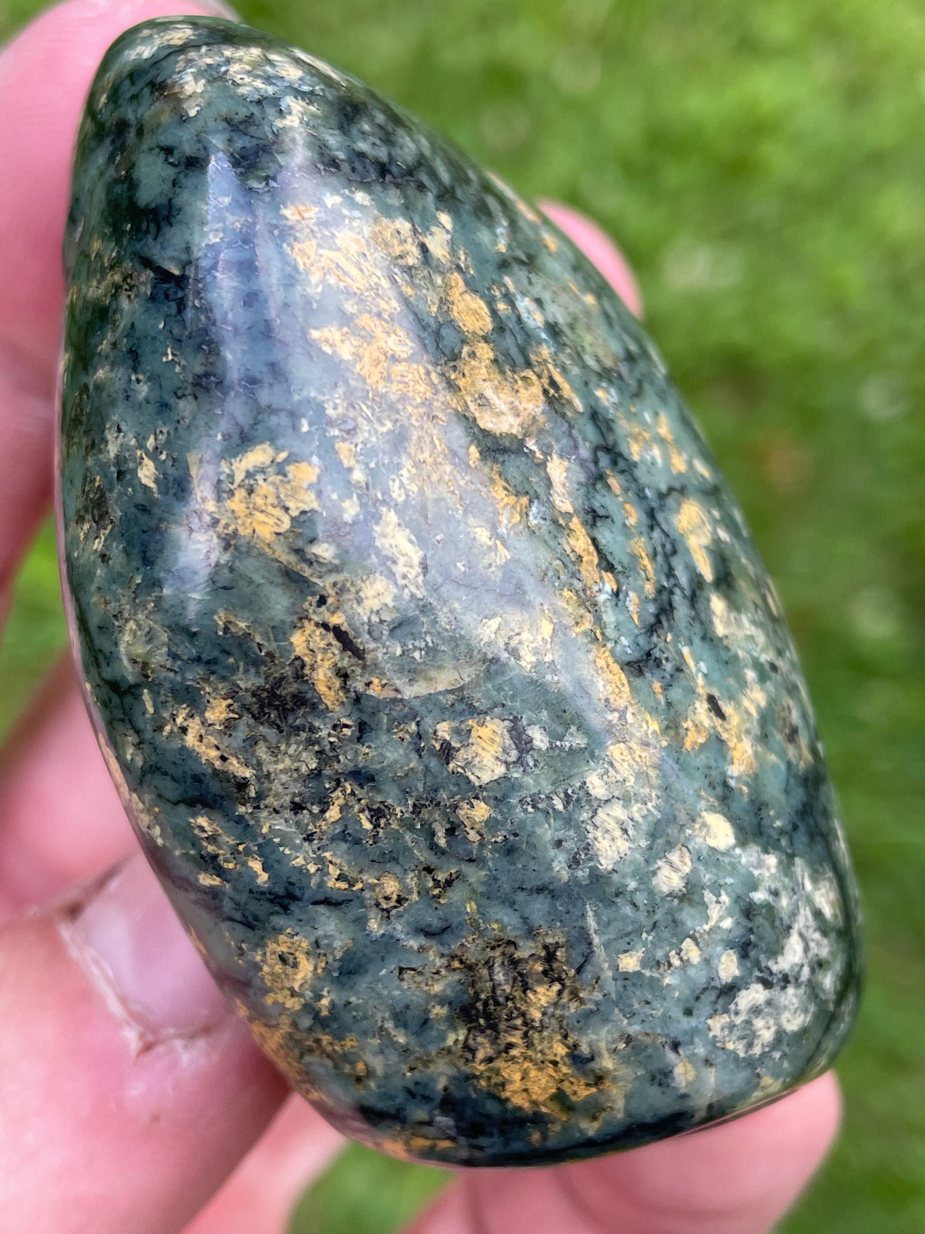 StoneBorn Creations Hand-Polished Local Serpentine Freeform | Fully Polished Greenstone with Blue-Green Patterns & Natural Mineral Inclusions